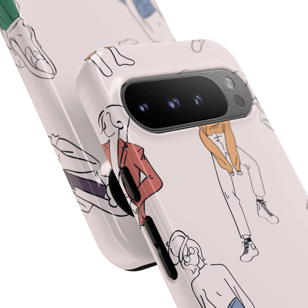 Dancing Women Pattern Phone Case — Chic Pastel Protective Phone Cover
