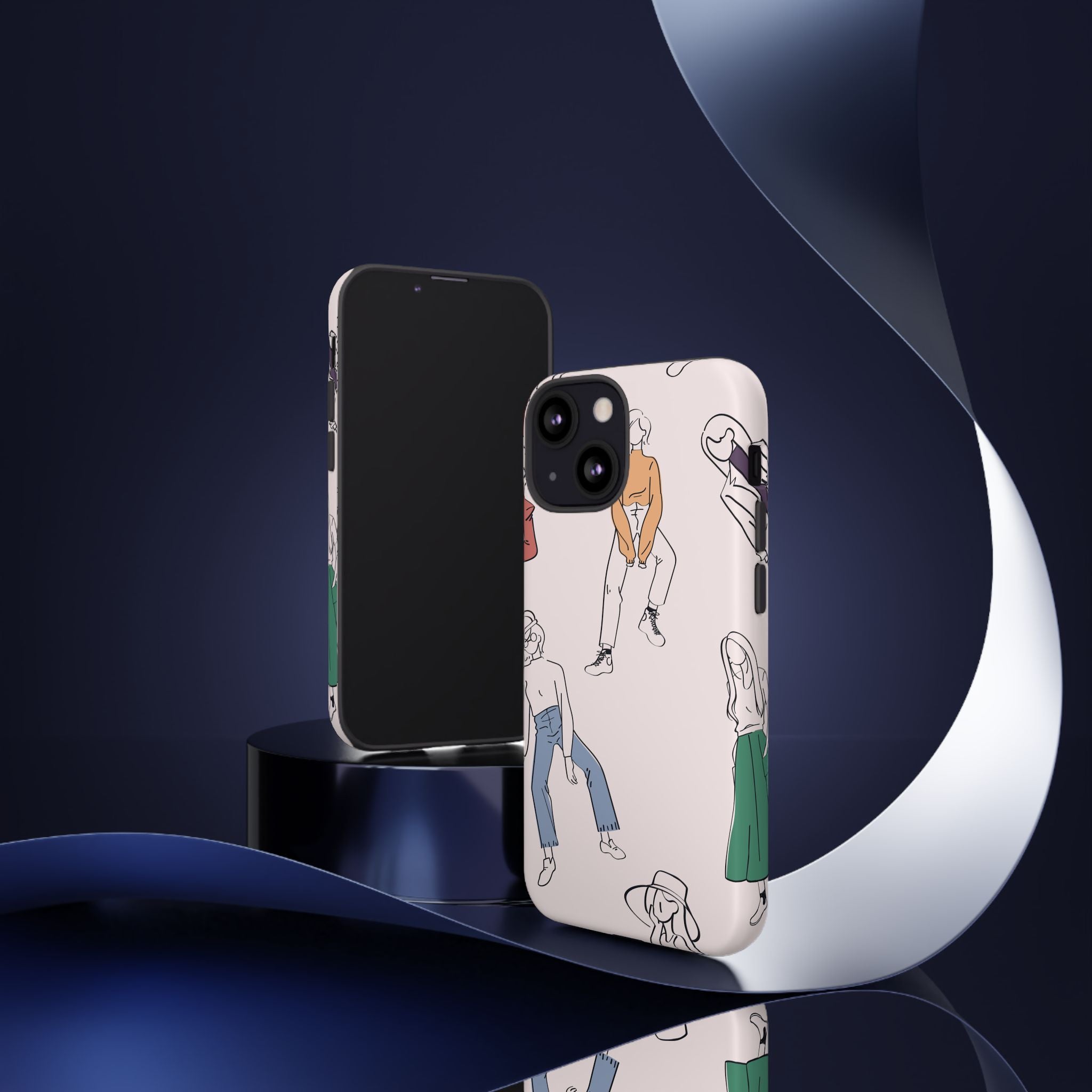 Dancing Women Pattern Phone Case — Chic Pastel Protective Phone Cover