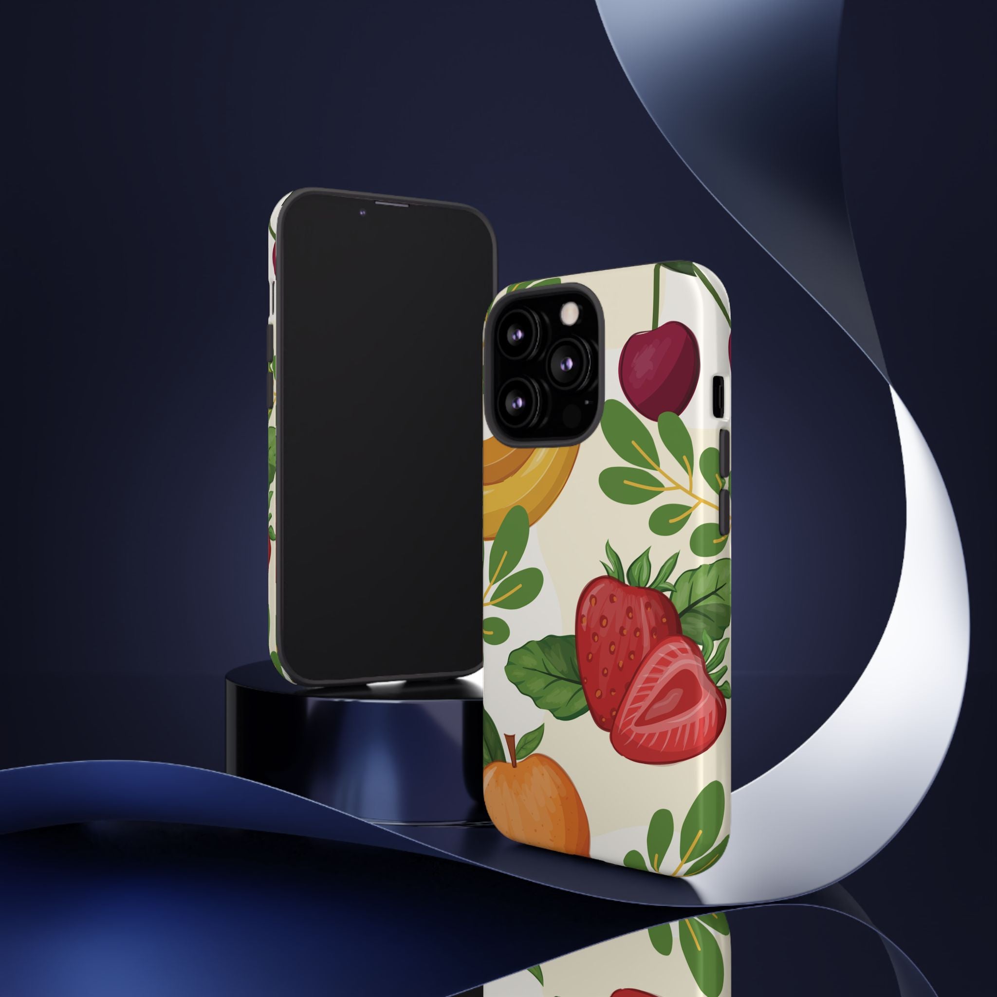 Fruit Pattern Tough Case — Floral Strawberry & Banana Phone Cover