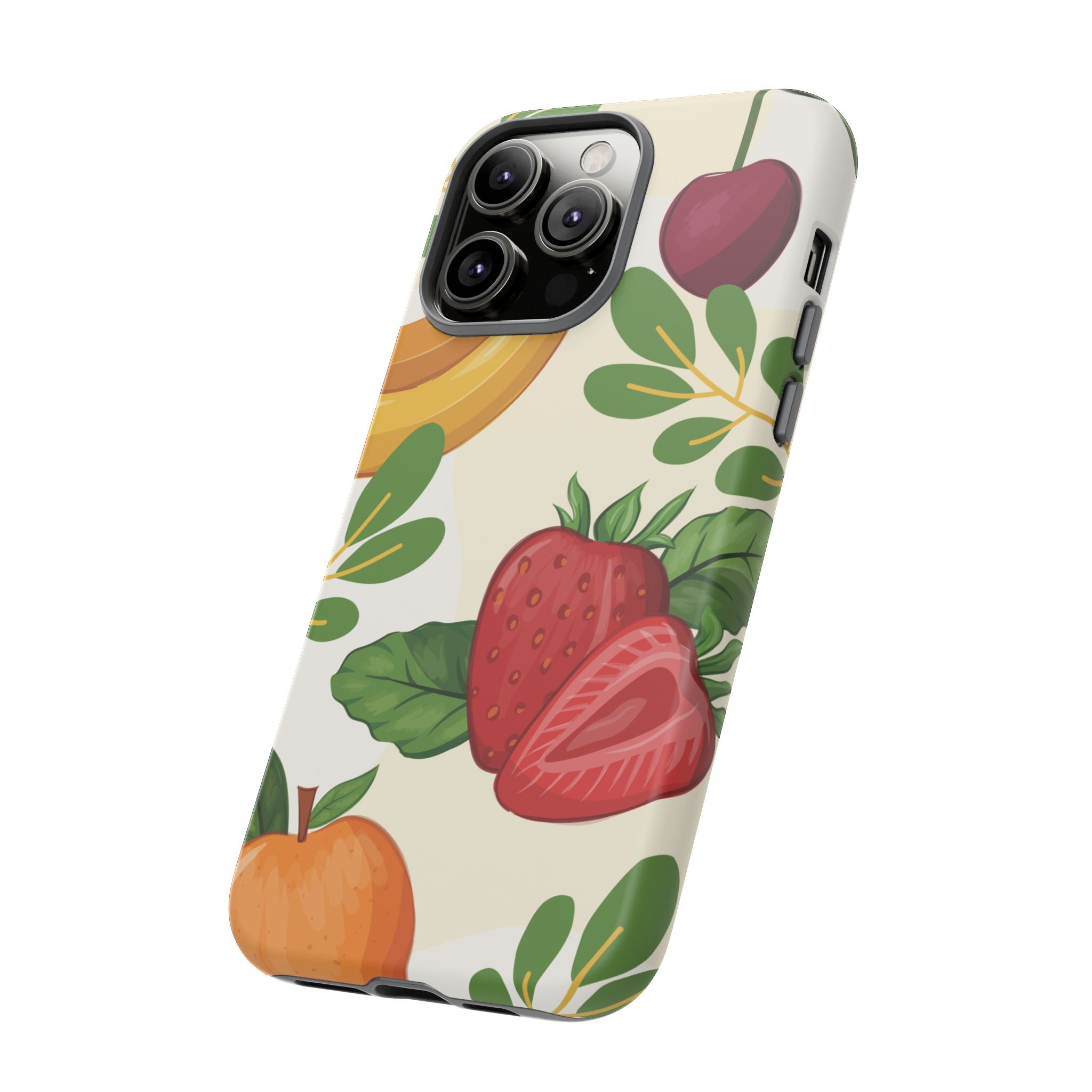 Fruit Pattern Tough Case — Floral Strawberry & Banana Phone Cover