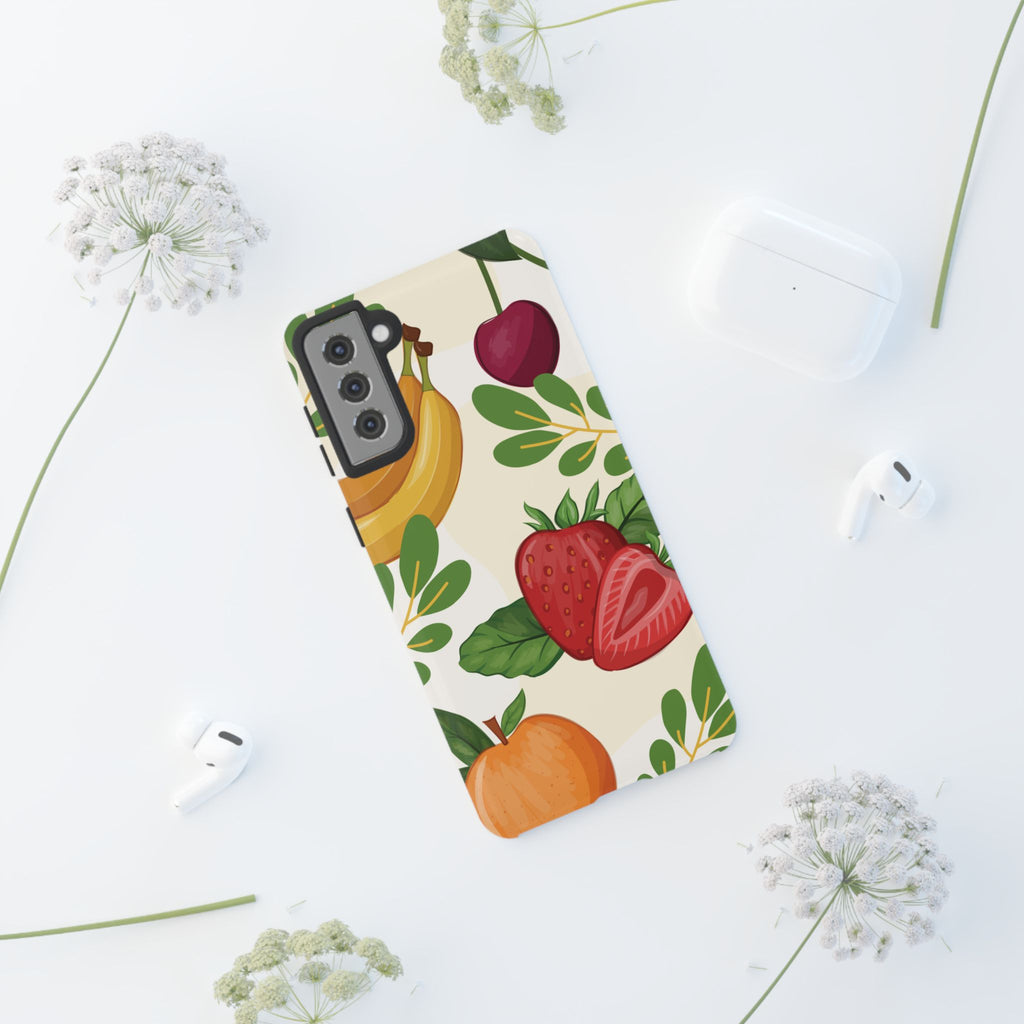 Fruit Pattern Tough Case — Floral Strawberry & Banana Phone Cover