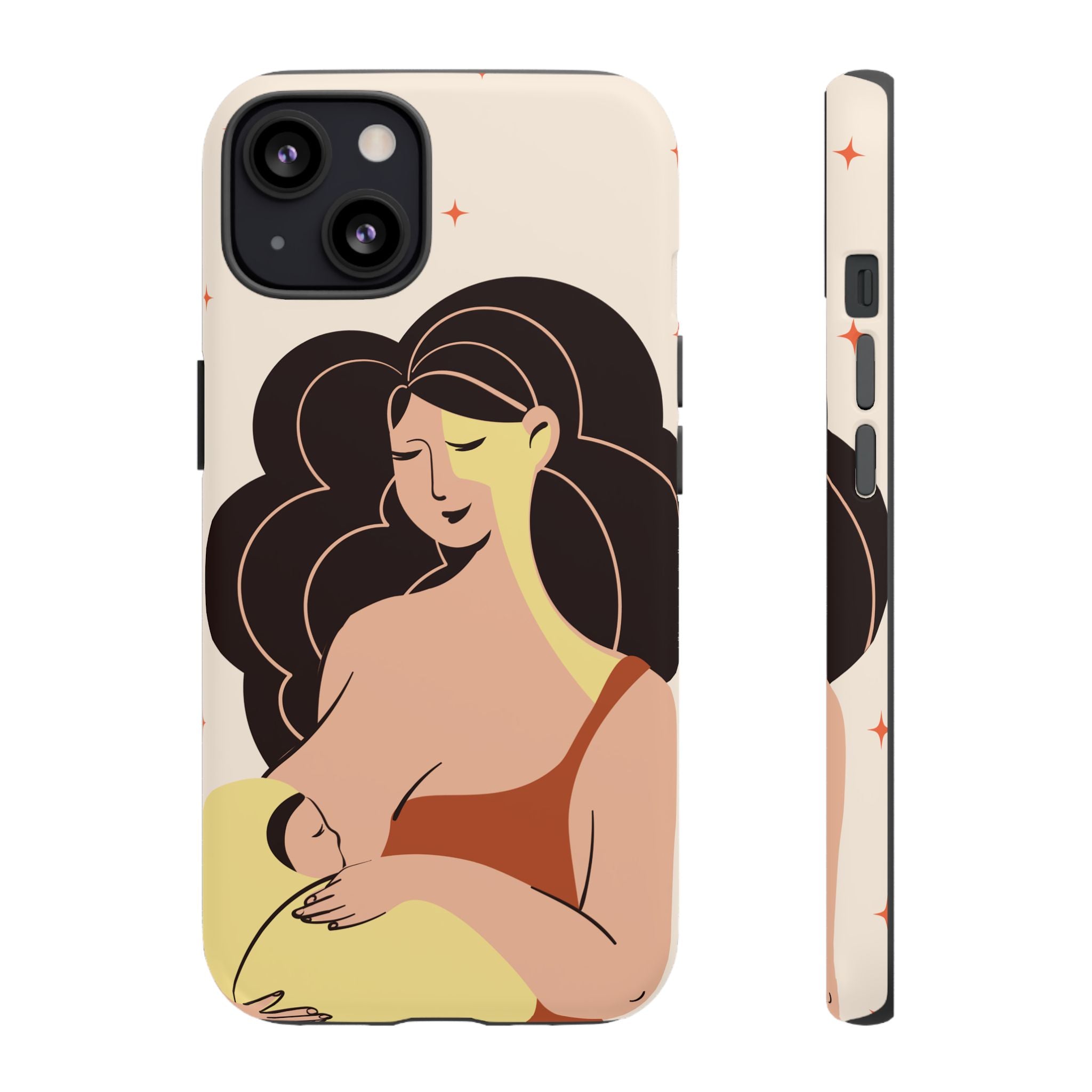 Mother Nursing Baby Illustration, Soft Pastel Mom & Child Protective Cover