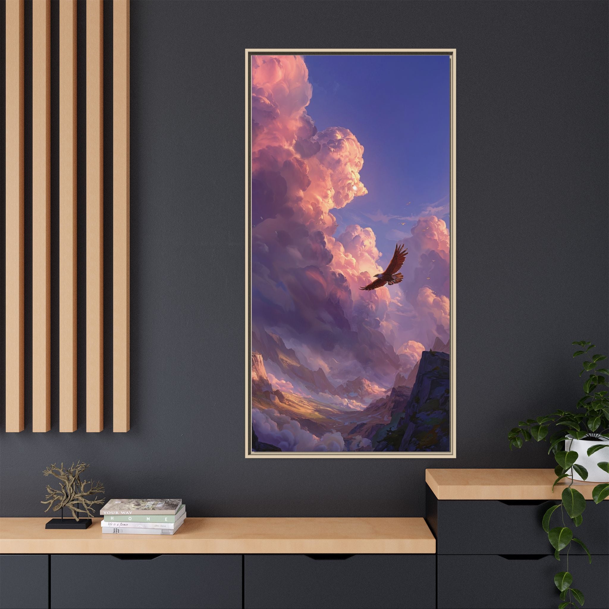 Soaring Eagle Sunset Matte Canvas Framed Wall Art