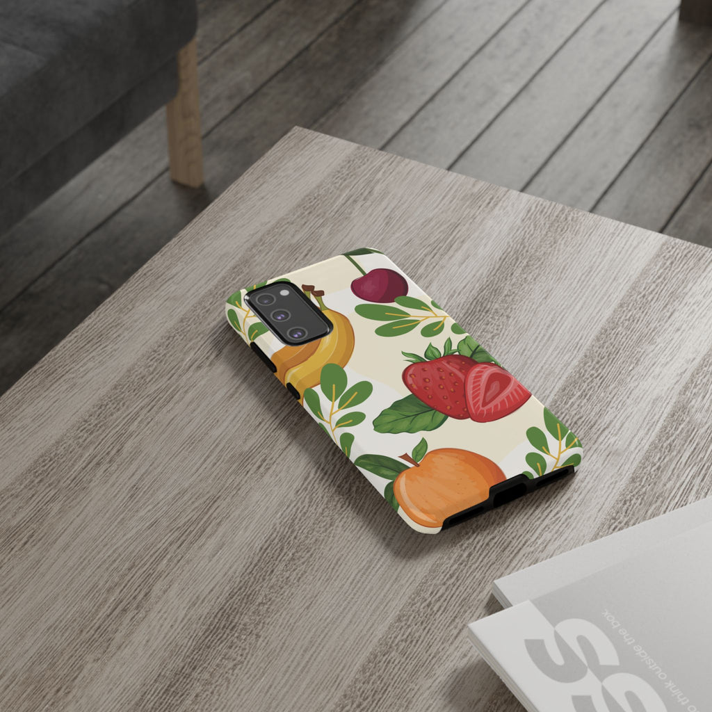 Fruit Pattern Tough Case — Floral Strawberry & Banana Phone Cover