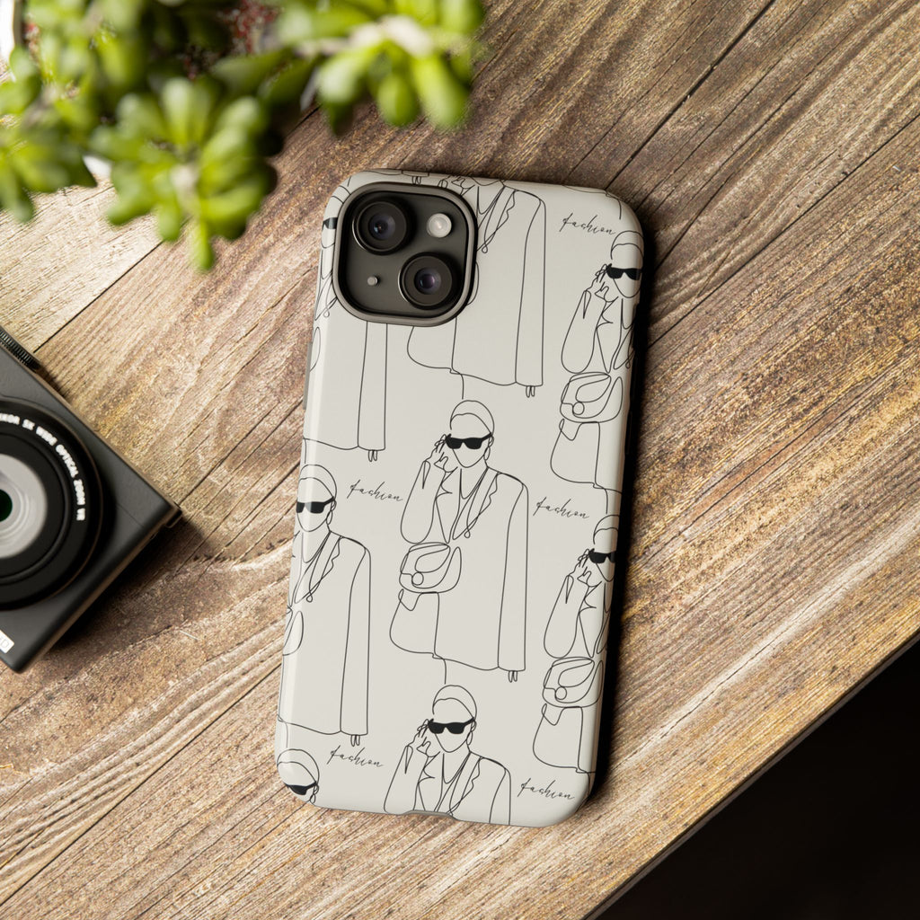 Fashion Sketch Phone Case — Minimalist Chic Designer Pattern