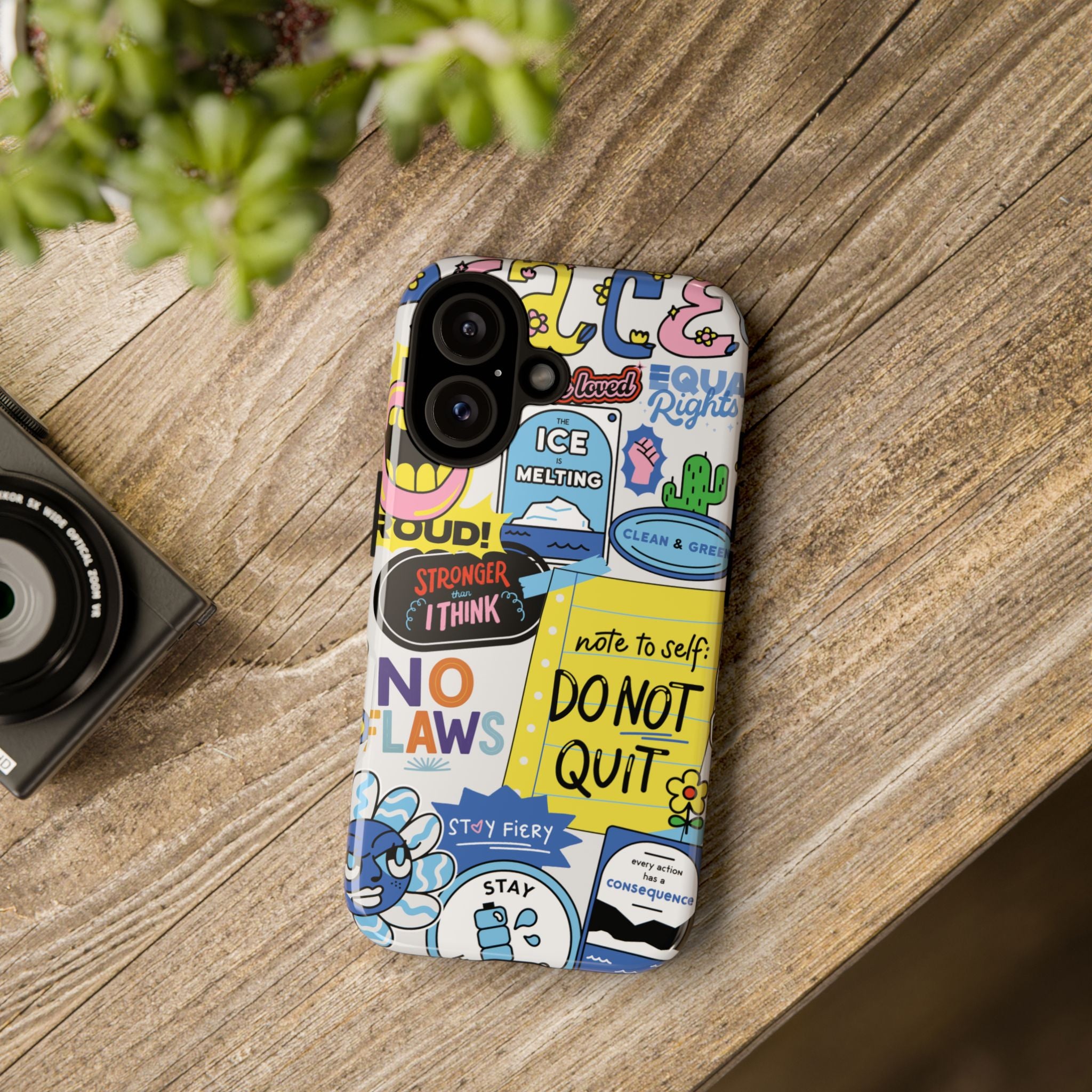 Sticker Collage Phone Case — Motivational "Do Not Quit" Protective Cover