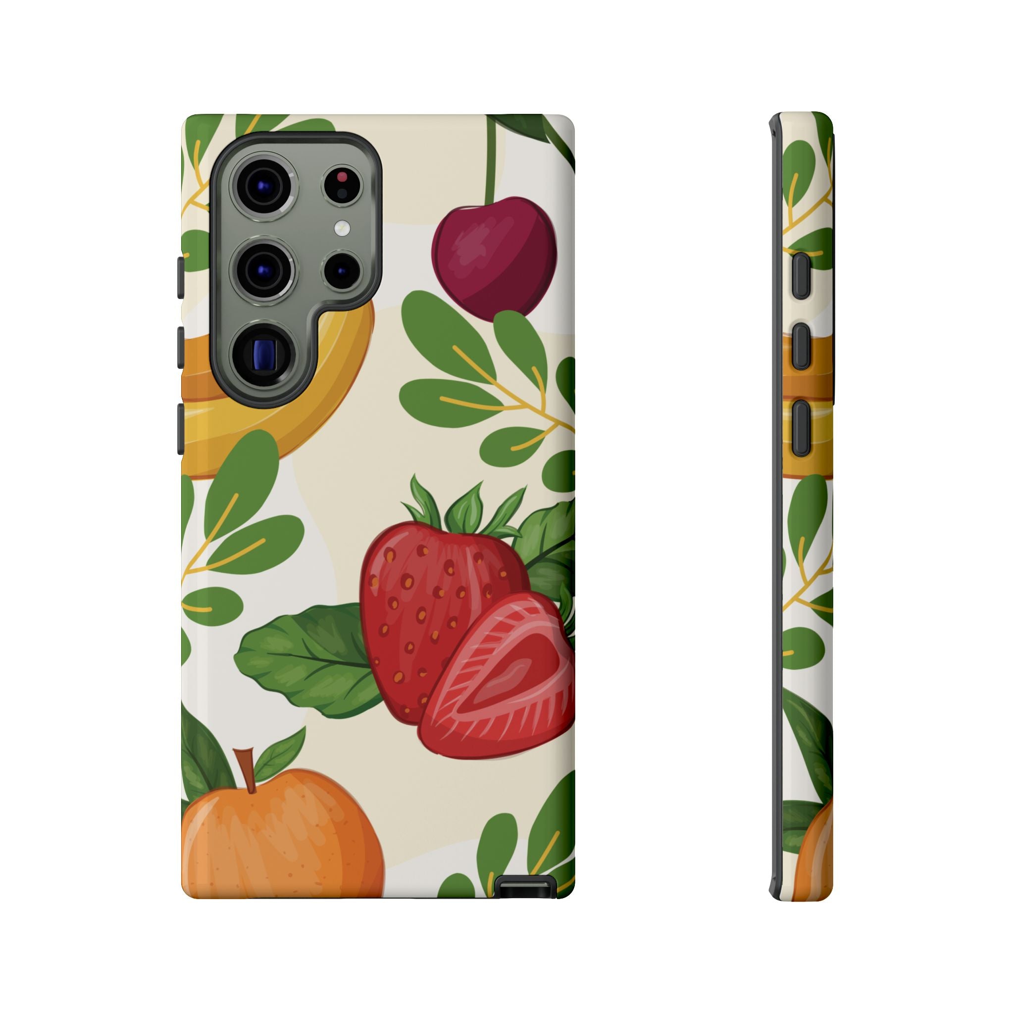 Fruit Pattern Tough Case — Floral Strawberry & Banana Phone Cover
