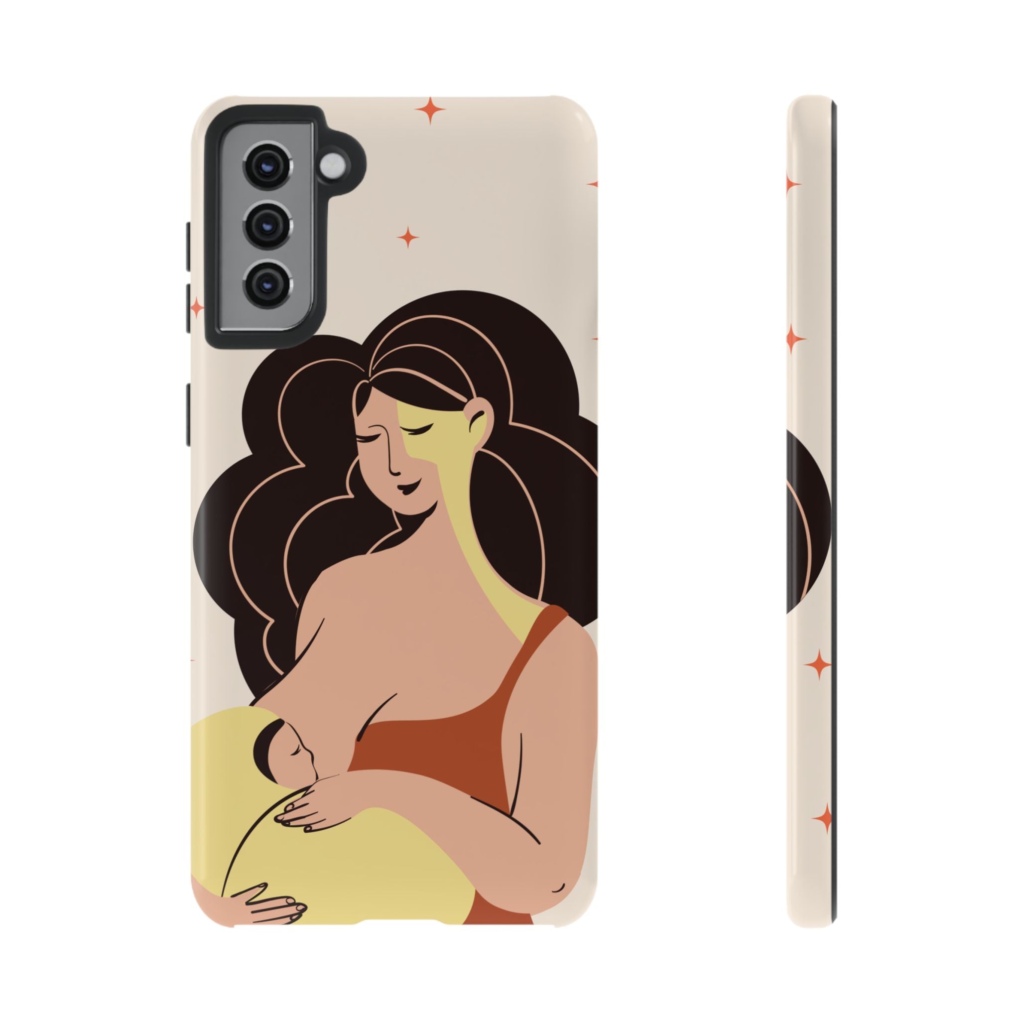Mother Nursing Baby Illustration, Soft Pastel Mom & Child Protective Cover