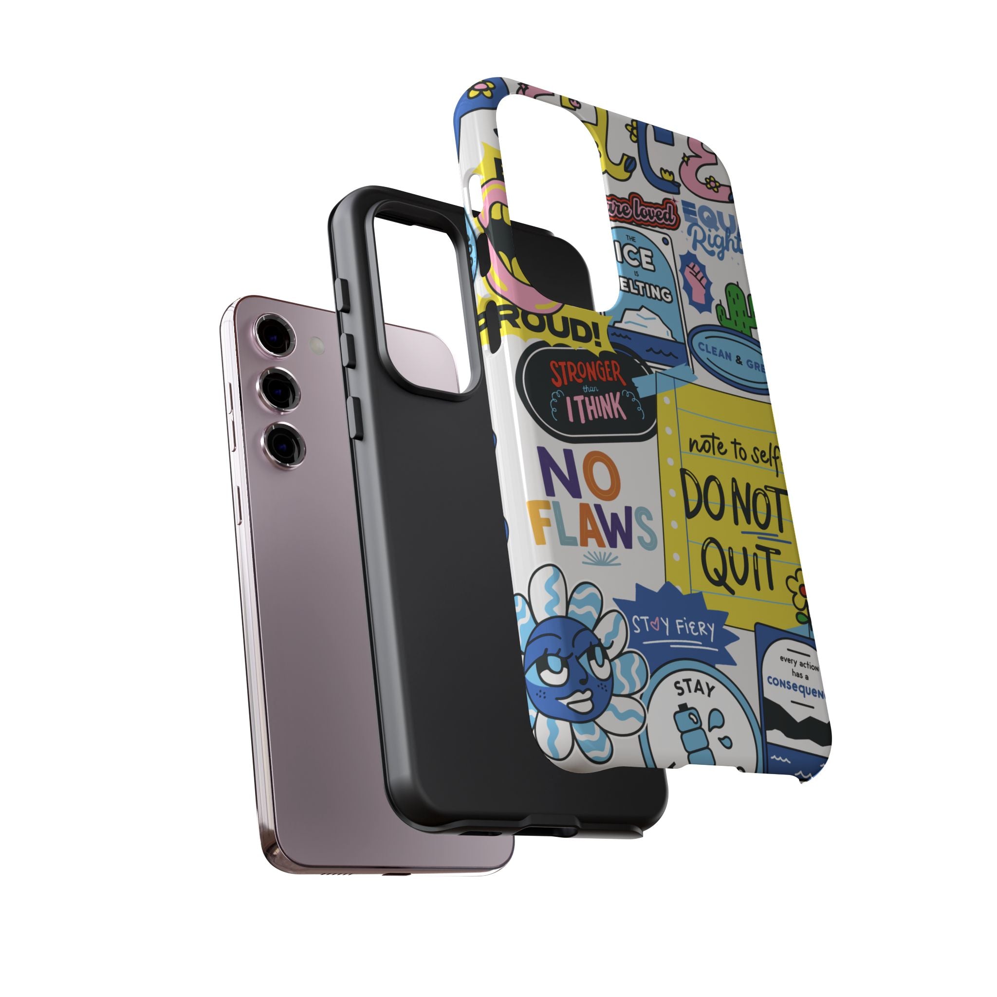 Sticker Collage Phone Case — Motivational "Do Not Quit" Protective Cover