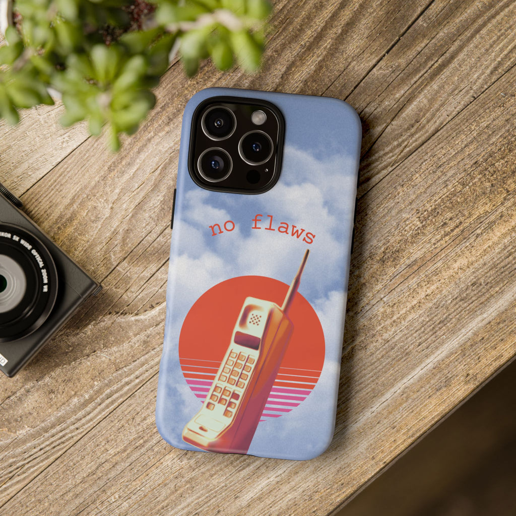 Retro “No Flaws” Phone Tough Case — Vintage 90s Aesthetic Protective Phone Case
