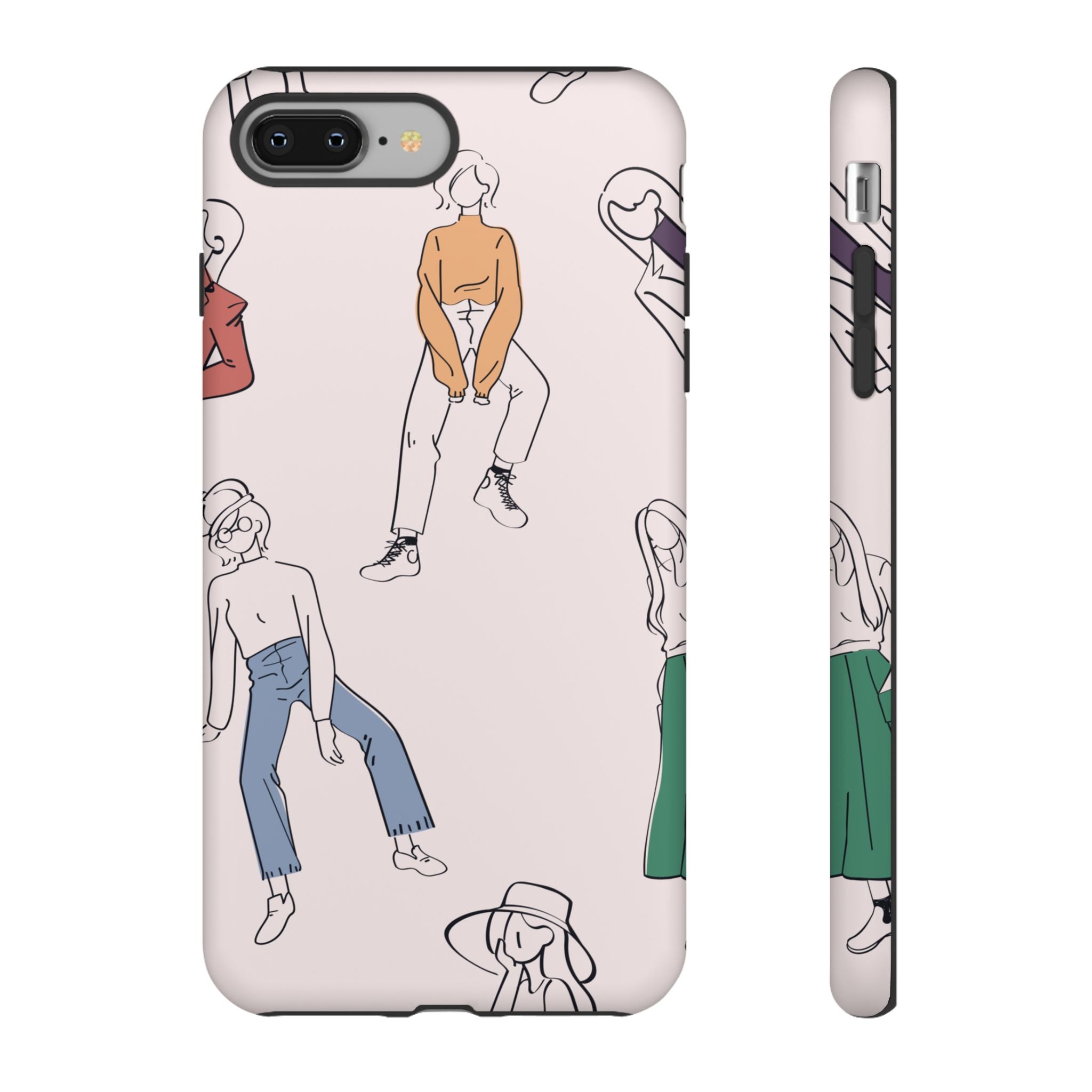 Dancing Women Pattern Phone Case — Chic Pastel Protective Phone Cover