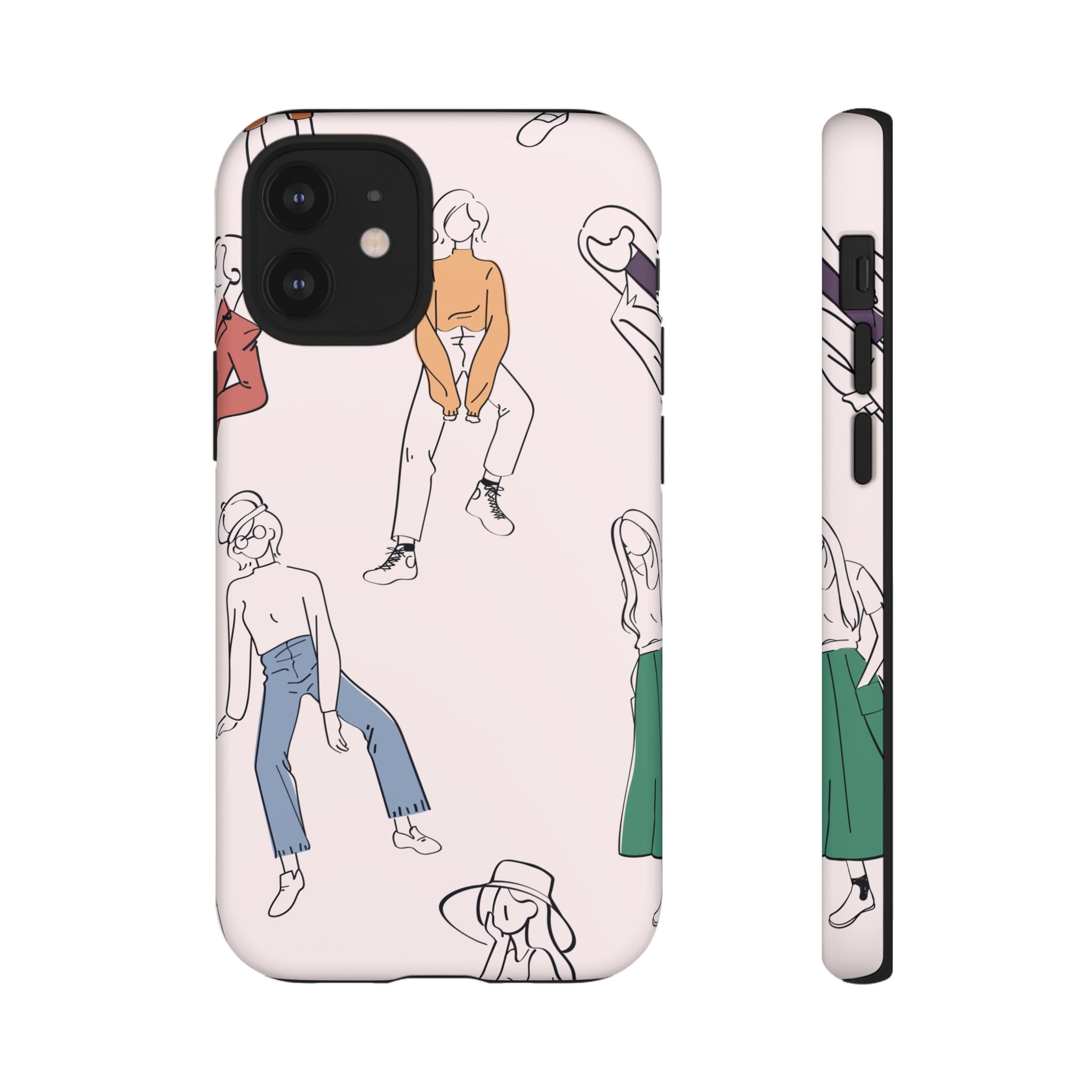 Dancing Women Pattern Phone Case — Chic Pastel Protective Phone Cover