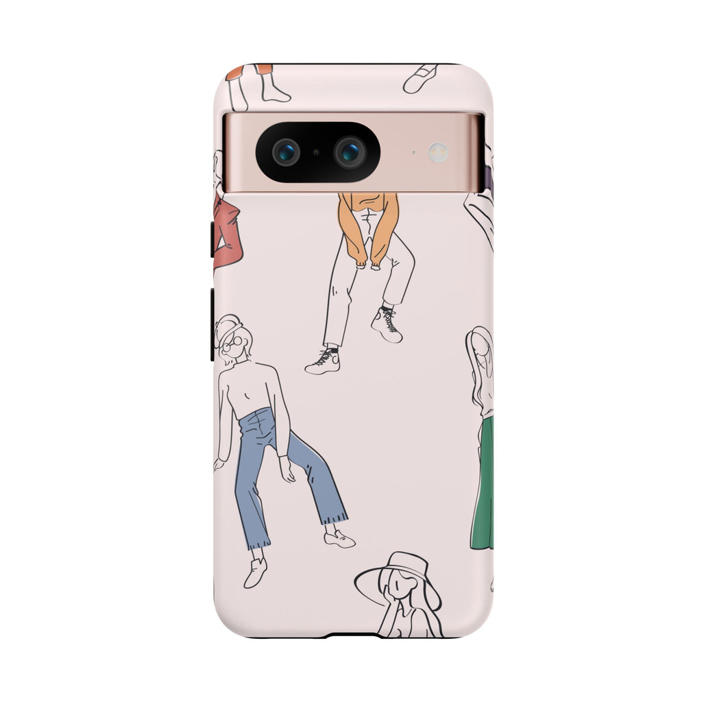 Dancing Women Pattern Phone Case — Chic Pastel Protective Phone Cover