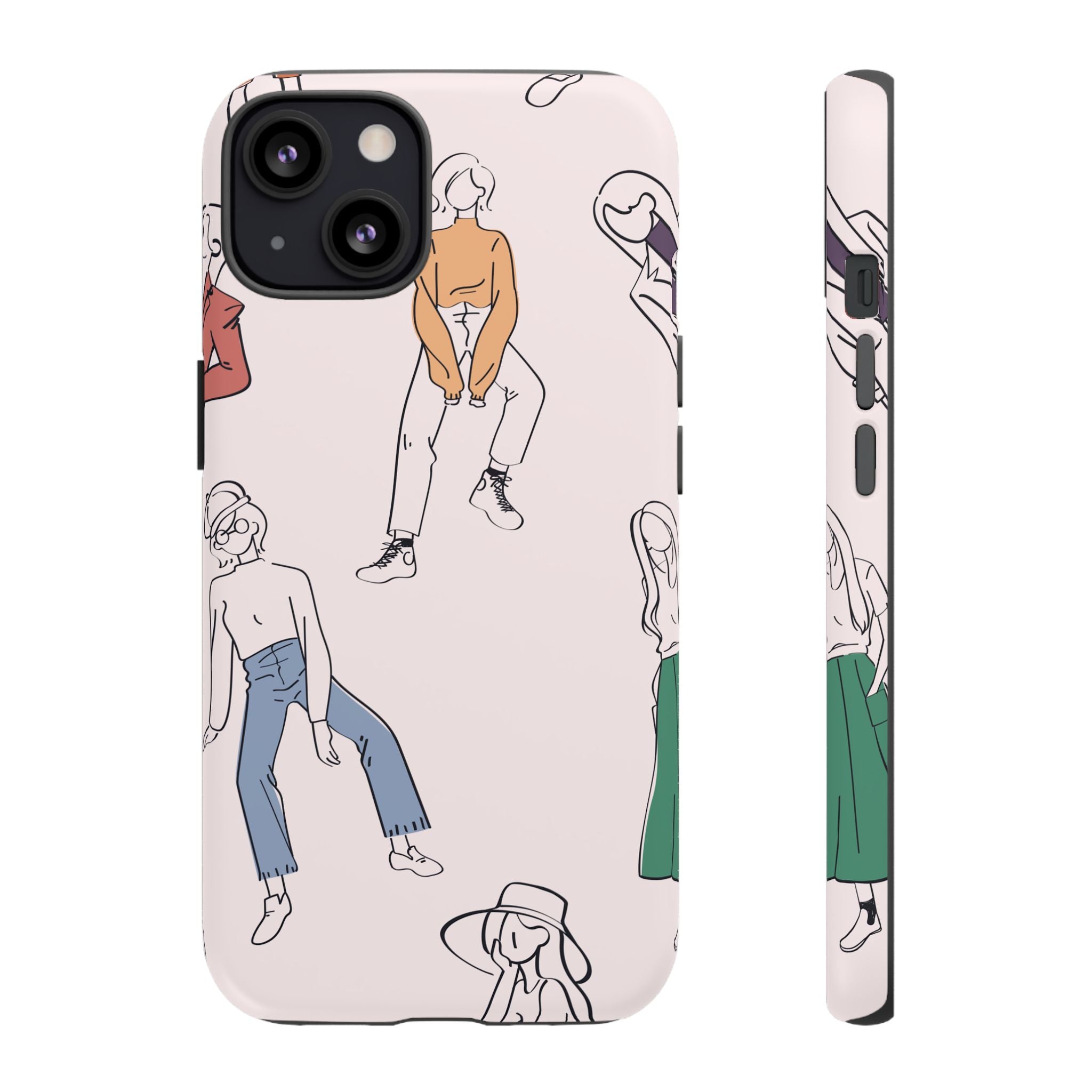 Dancing Women Pattern Phone Case — Chic Pastel Protective Phone Cover