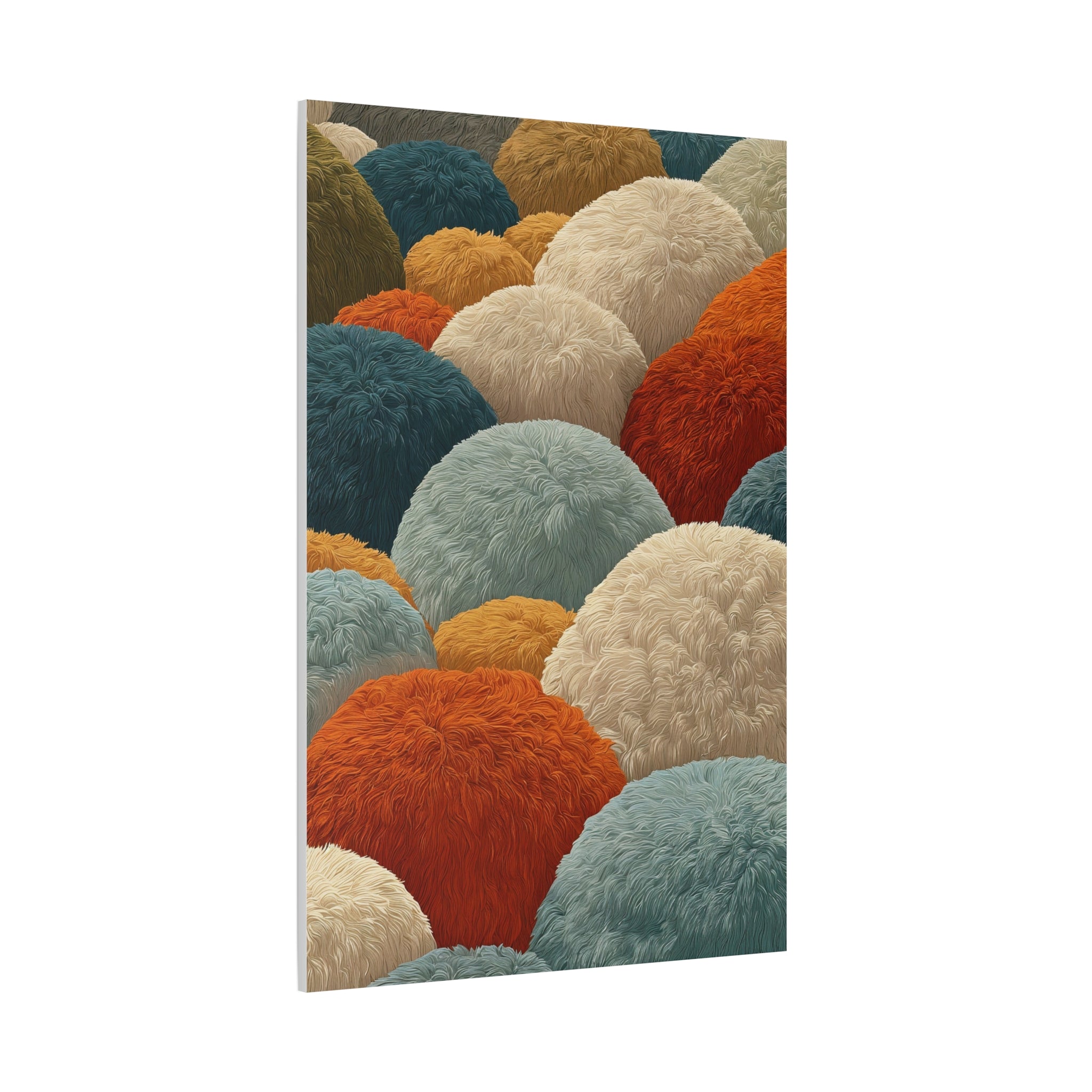 Cozy Pom-Pom Abstract Matte Canvas Art — Textured Colorful Wall Decor