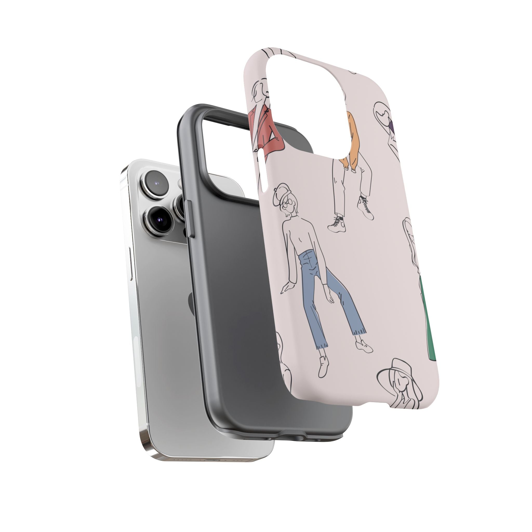 Dancing Women Pattern Phone Case — Chic Pastel Protective Phone Cover