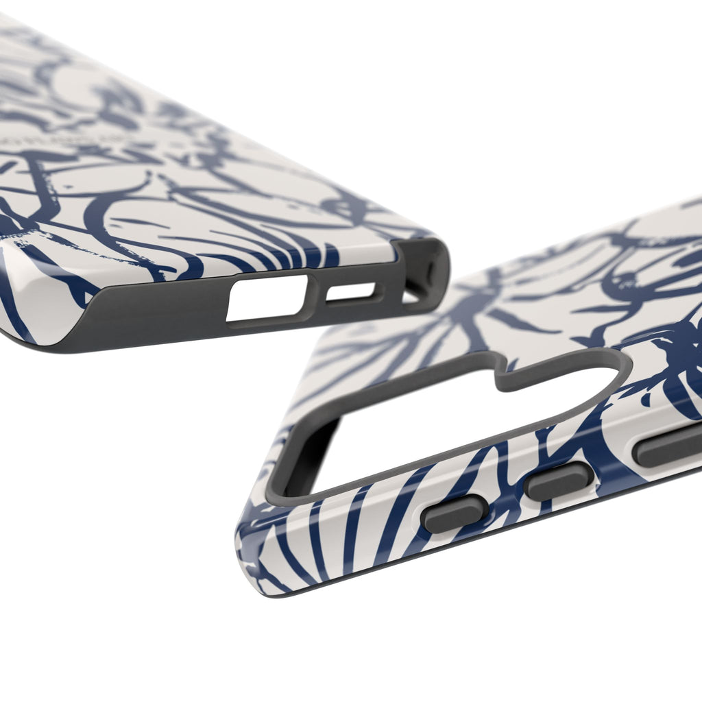 Navy Floral Tough Phone Case — "No Flaws Art" Protective Phone Cover