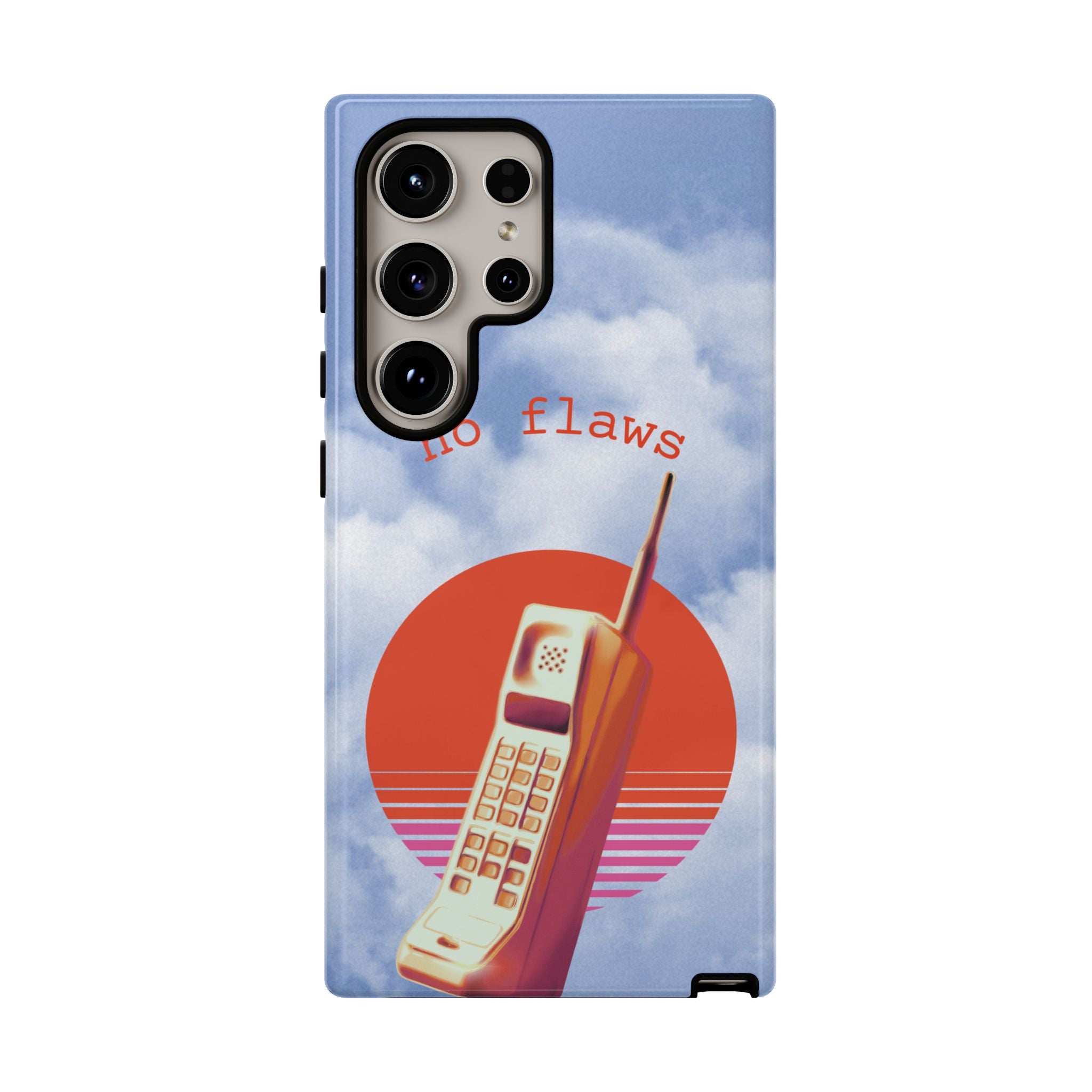 Retro “No Flaws” Phone Tough Case — Vintage 90s Aesthetic Protective Phone Case