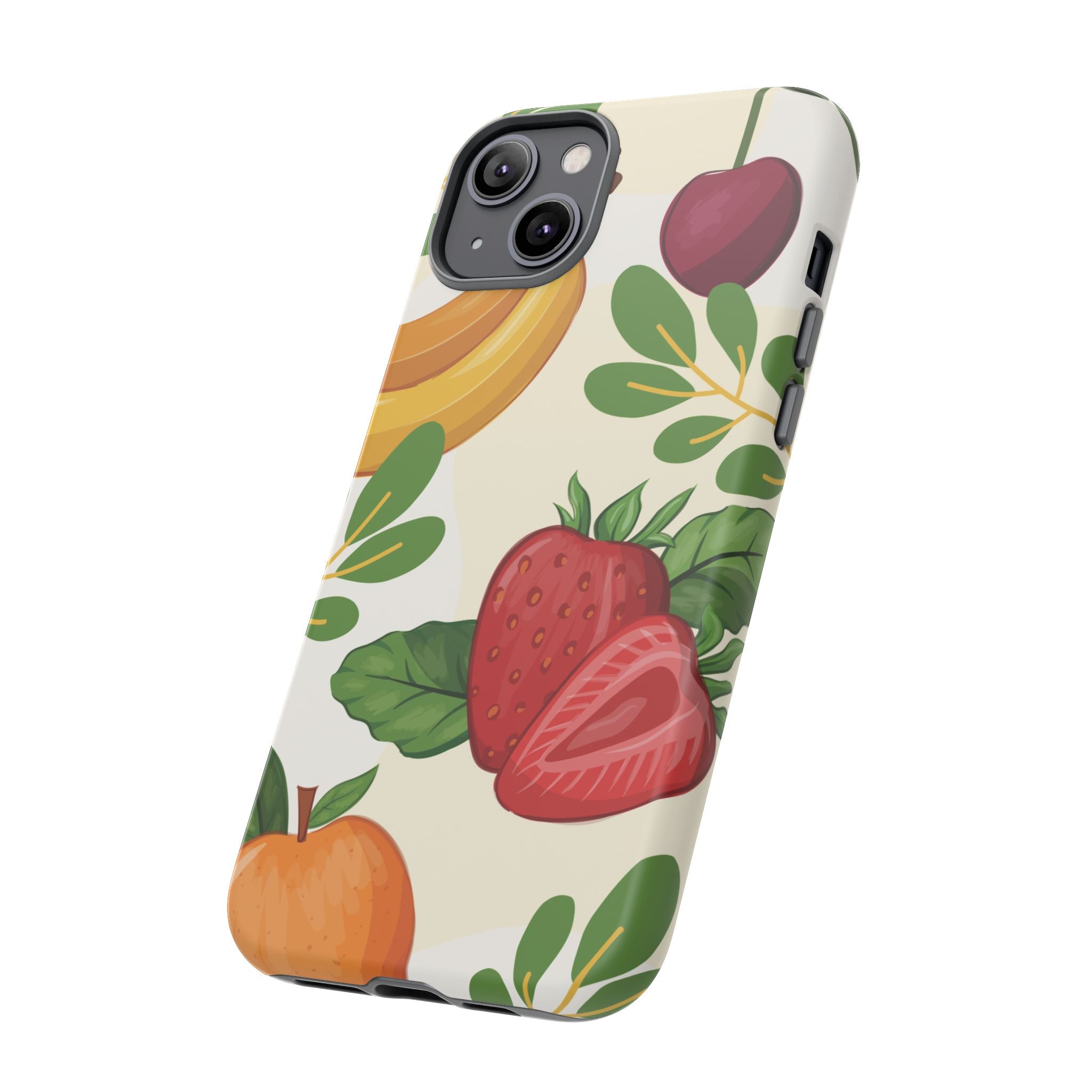 Fruit Pattern Tough Case — Floral Strawberry & Banana Phone Cover