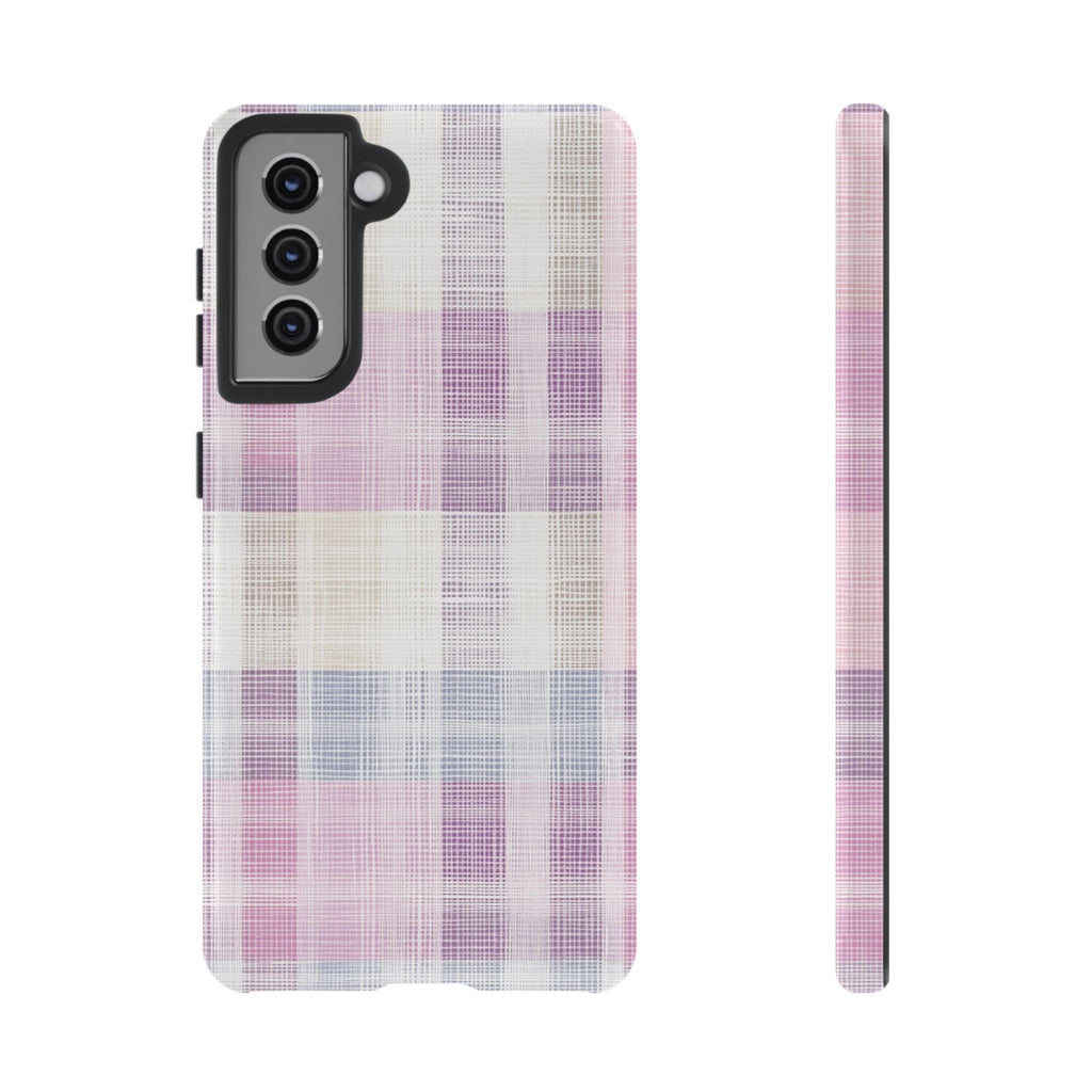 Pink Plaid Phone Case, Trendy Accessories, Birthday, Everyday Use, Tough Cases