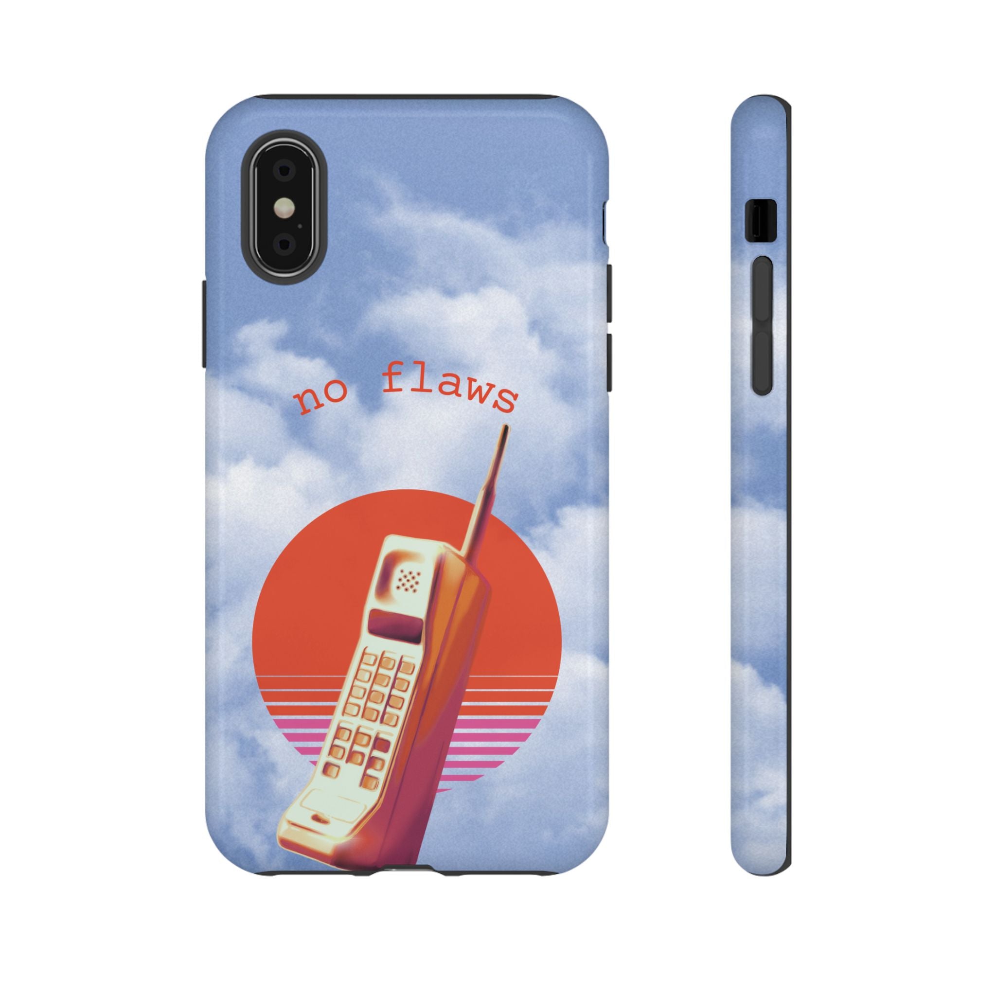 Retro “No Flaws” Phone Tough Case — Vintage 90s Aesthetic Protective Phone Case