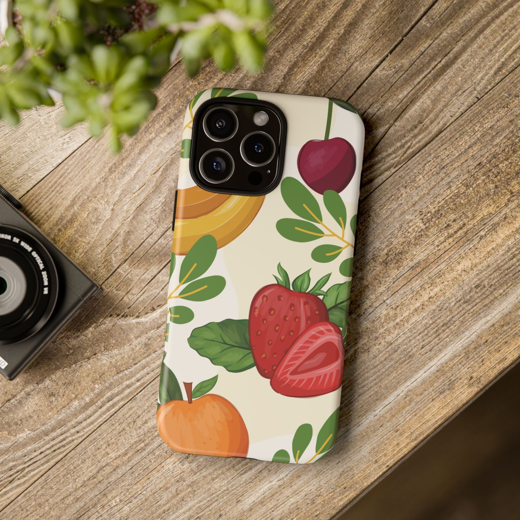 Fruit Pattern Tough Case — Floral Strawberry & Banana Phone Cover
