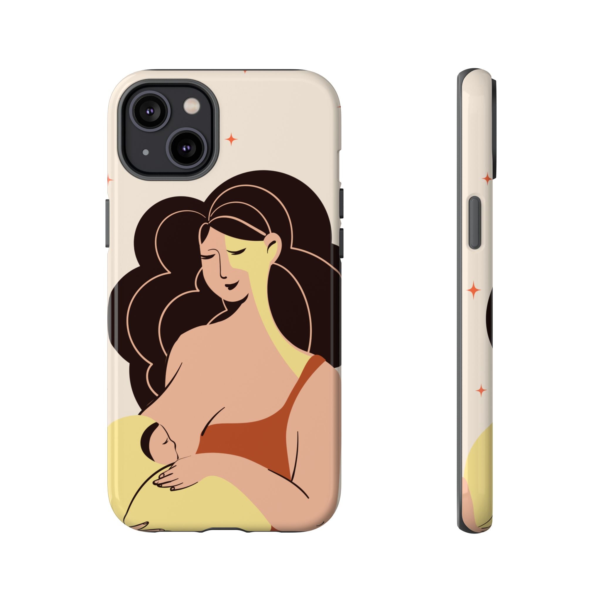 Mother Nursing Baby Illustration, Soft Pastel Mom & Child Protective Cover