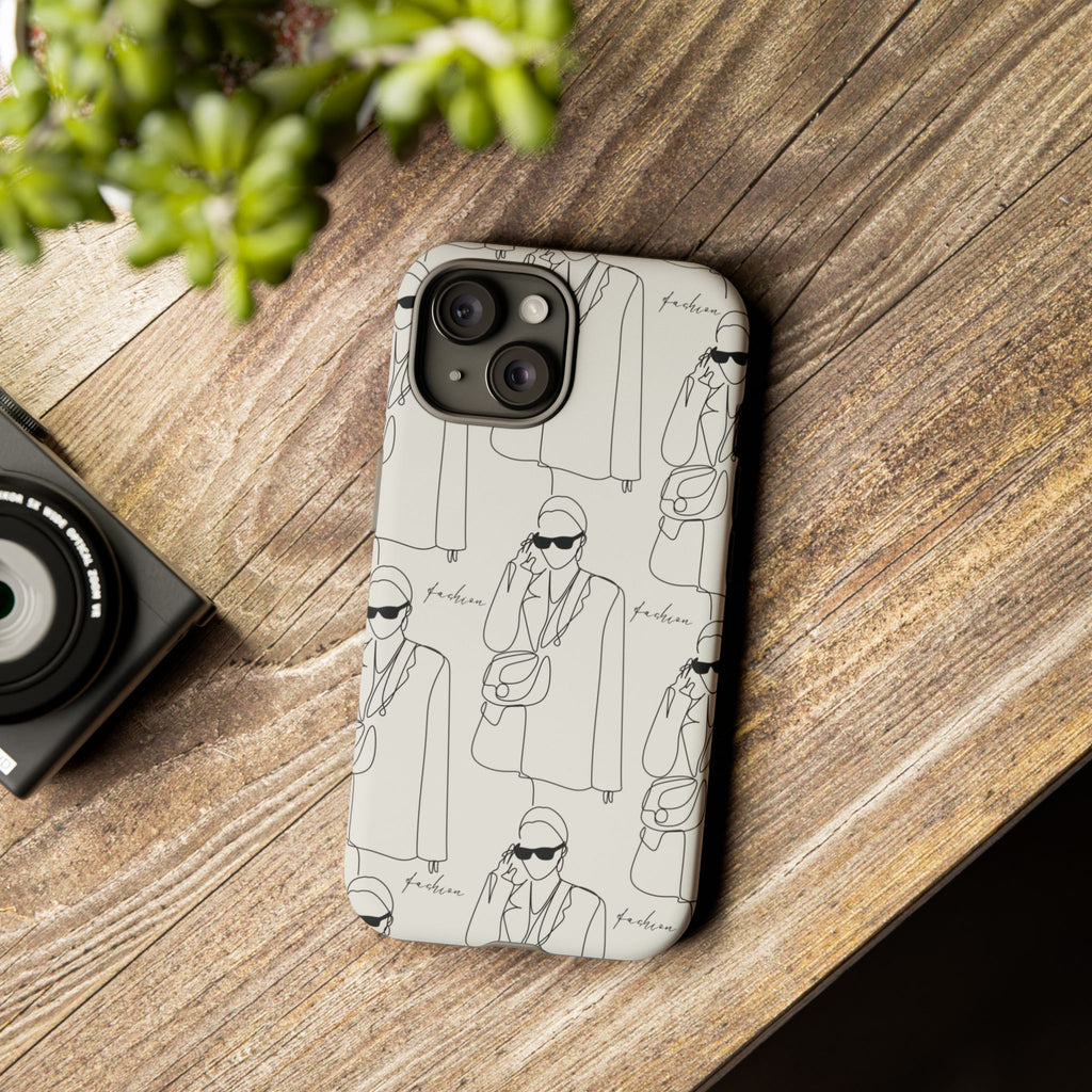 Fashion Sketch Phone Case — Minimalist Chic Designer Pattern