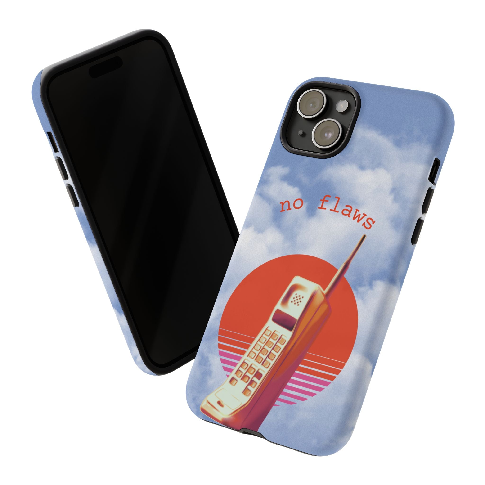 Retro “No Flaws” Phone Tough Case — Vintage 90s Aesthetic Protective Phone Case