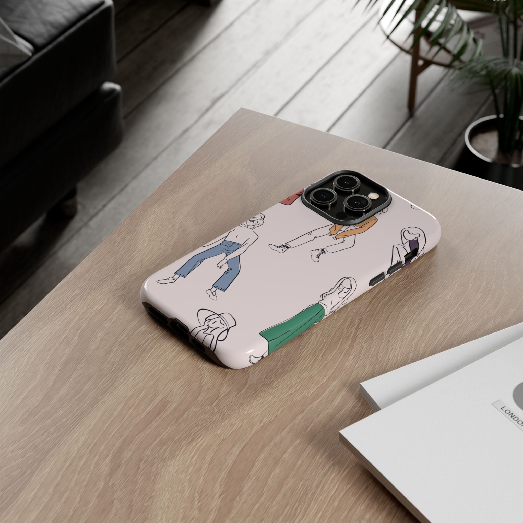 Dancing Women Pattern Phone Case — Chic Pastel Protective Phone Cover