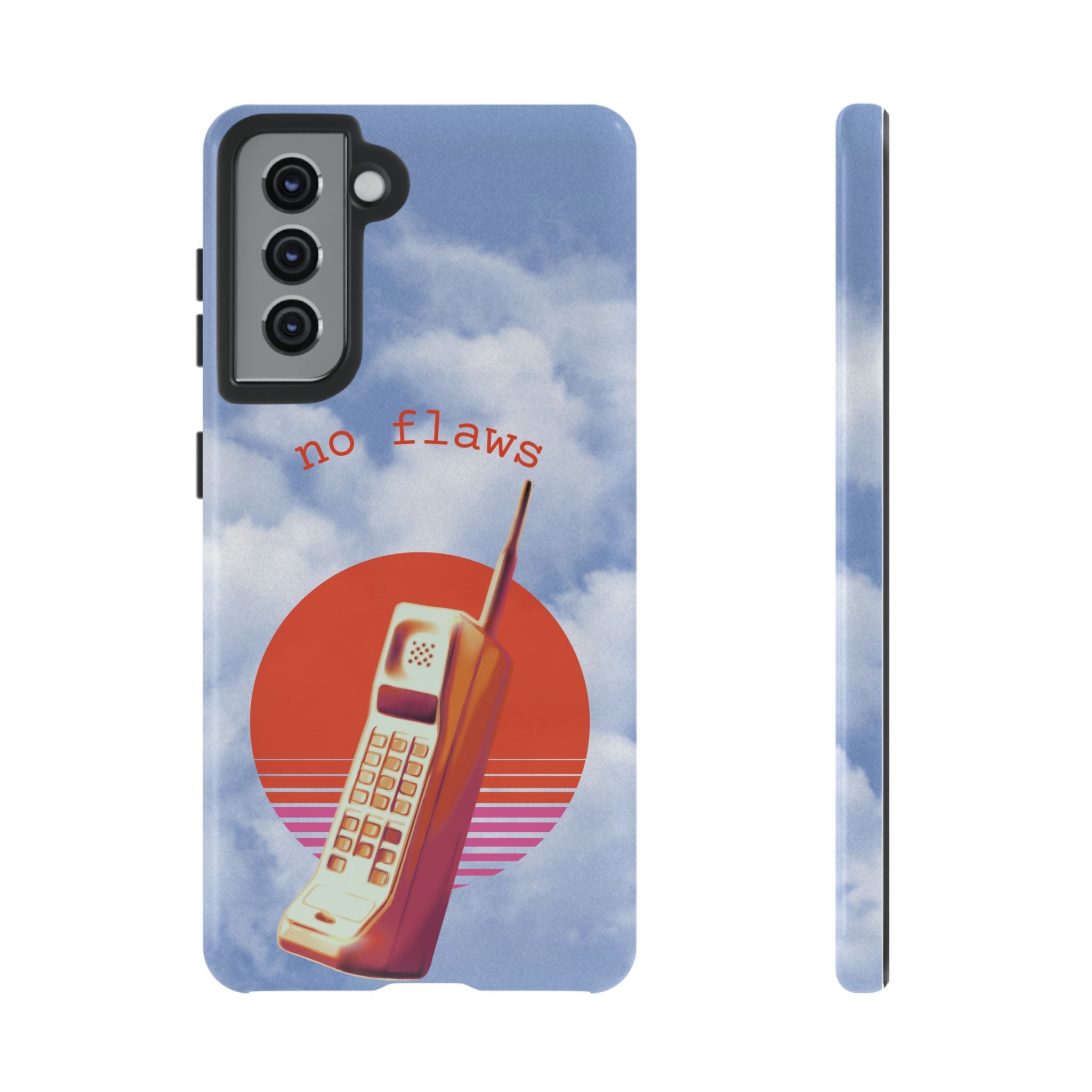 Retro “No Flaws” Phone Tough Case — Vintage 90s Aesthetic Protective Phone Case