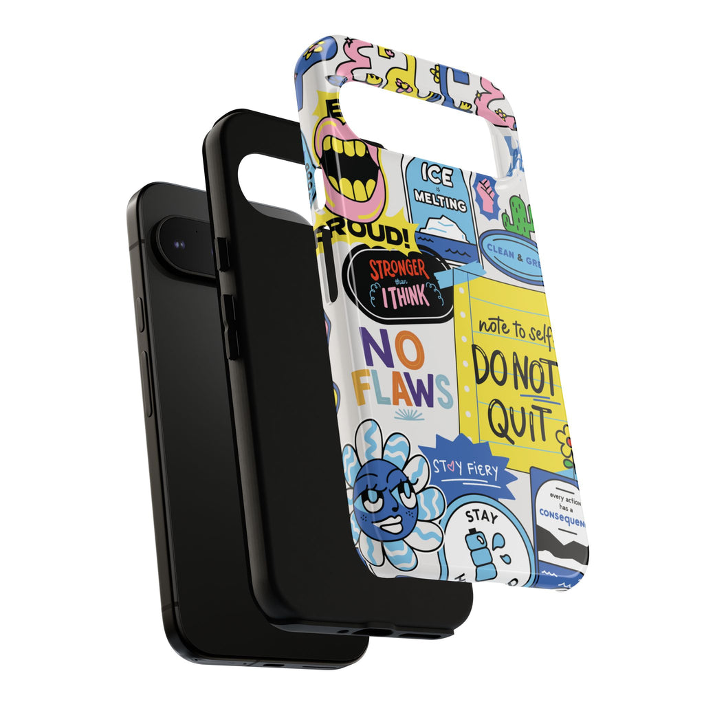 Sticker Collage Phone Case — Motivational "Do Not Quit" Protective Cover