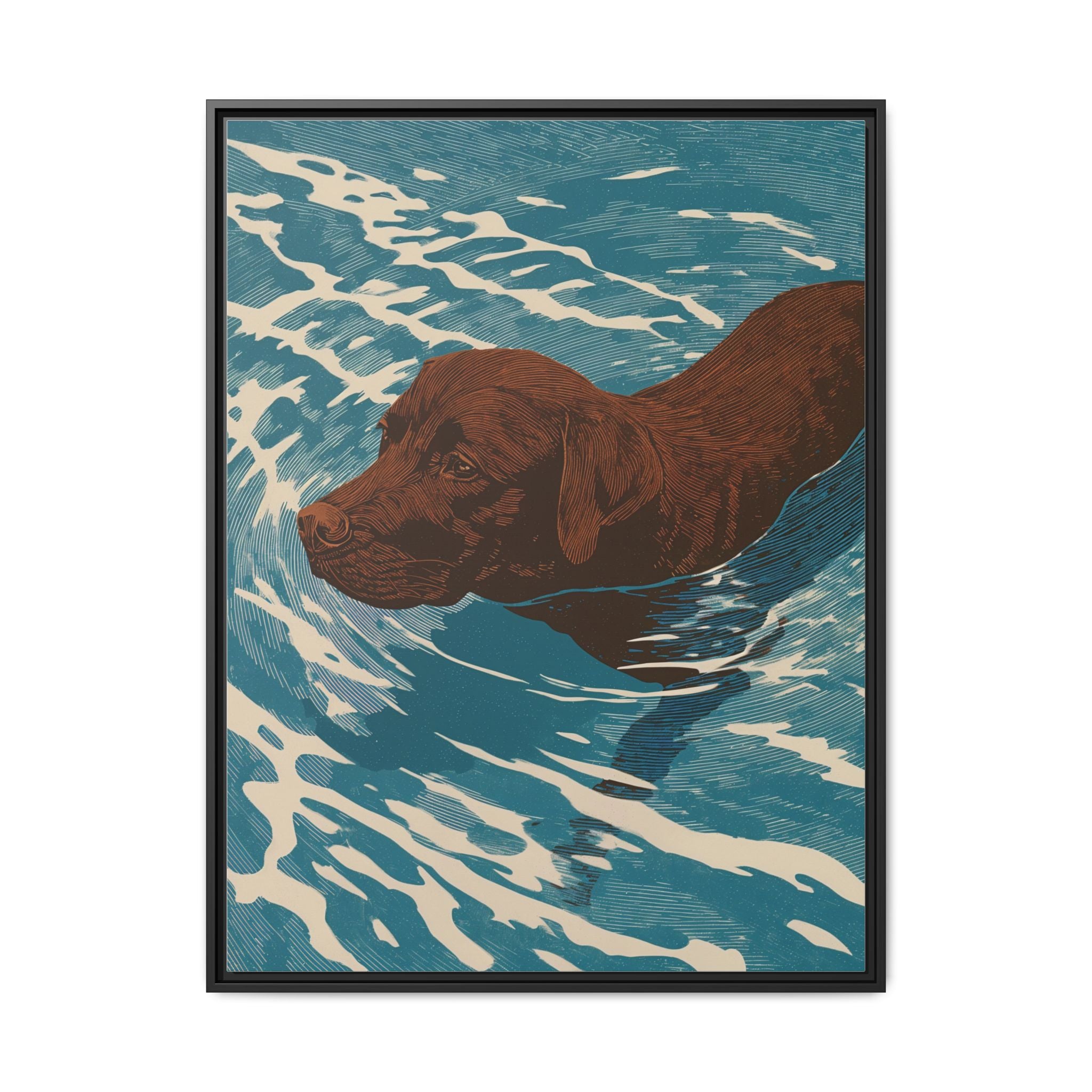 Swimming Chocolate Lab