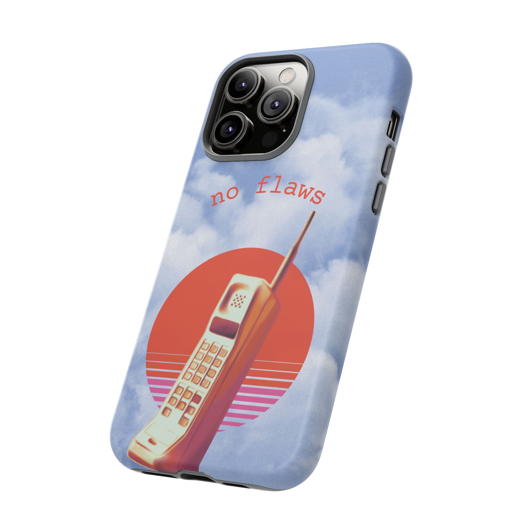 Retro “No Flaws” Phone Tough Case — Vintage 90s Aesthetic Protective Phone Case