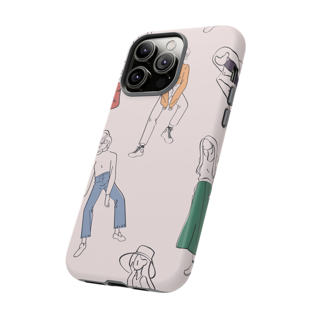 Dancing Women Pattern Phone Case — Chic Pastel Protective Phone Cover
