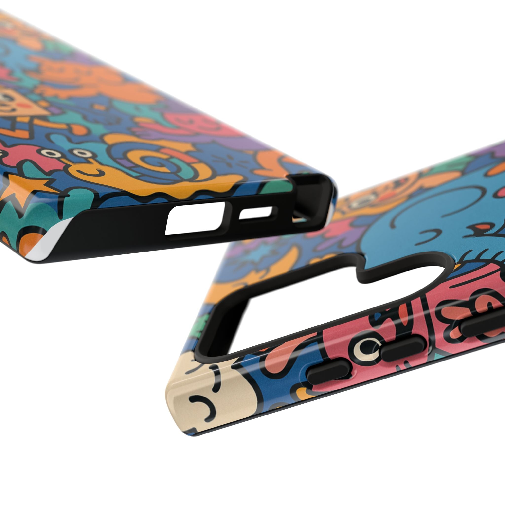 Colorful Doodle Phone Case — Cute Cartoon Animals & Characters