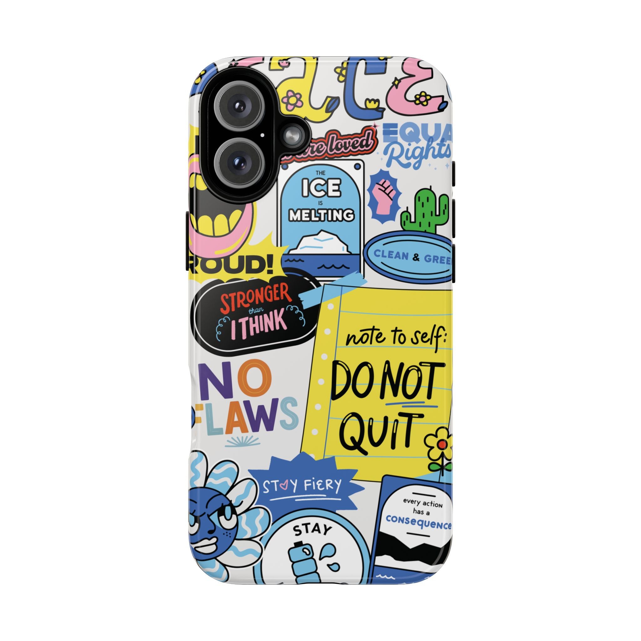 Sticker Collage Phone Case — Motivational "Do Not Quit" Protective Cover