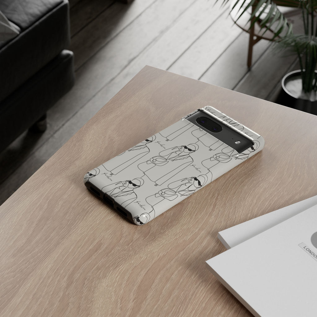 Fashion Sketch Phone Case — Minimalist Chic Designer Pattern