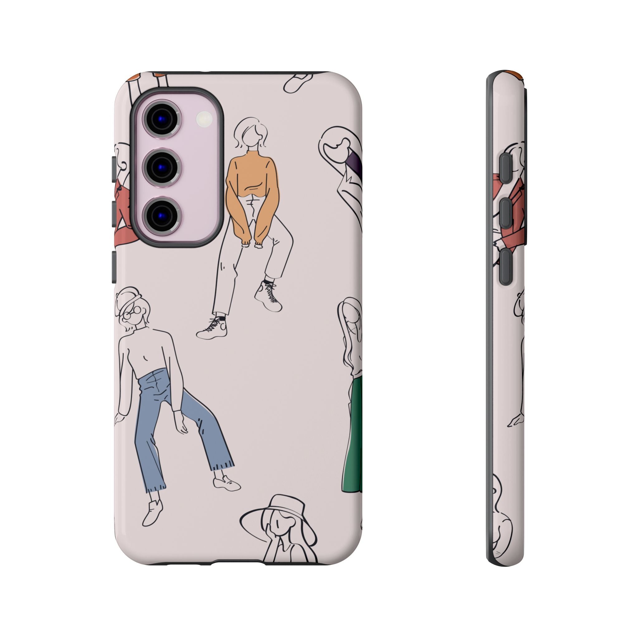 Dancing Women Pattern Phone Case — Chic Pastel Protective Phone Cover