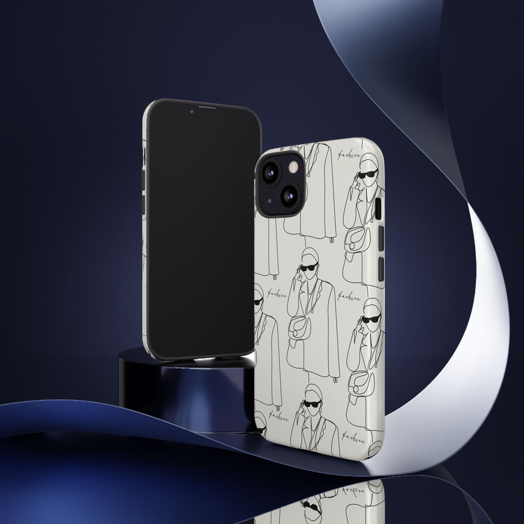 Fashion Sketch Phone Case — Minimalist Chic Designer Pattern