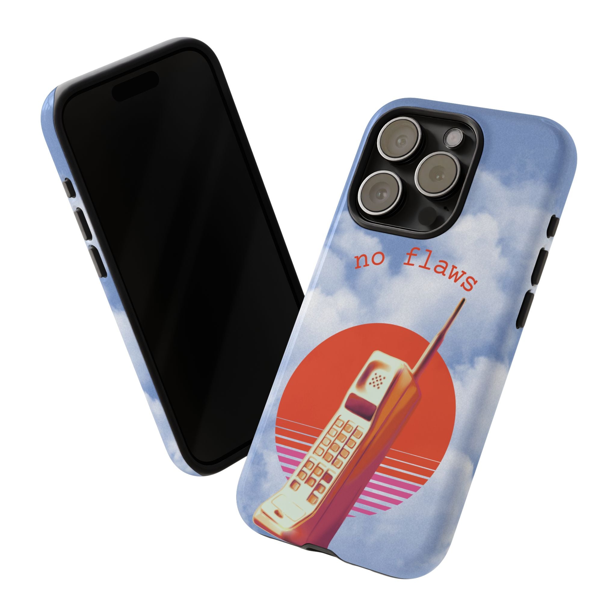 Retro “No Flaws” Phone Tough Case — Vintage 90s Aesthetic Protective Phone Case