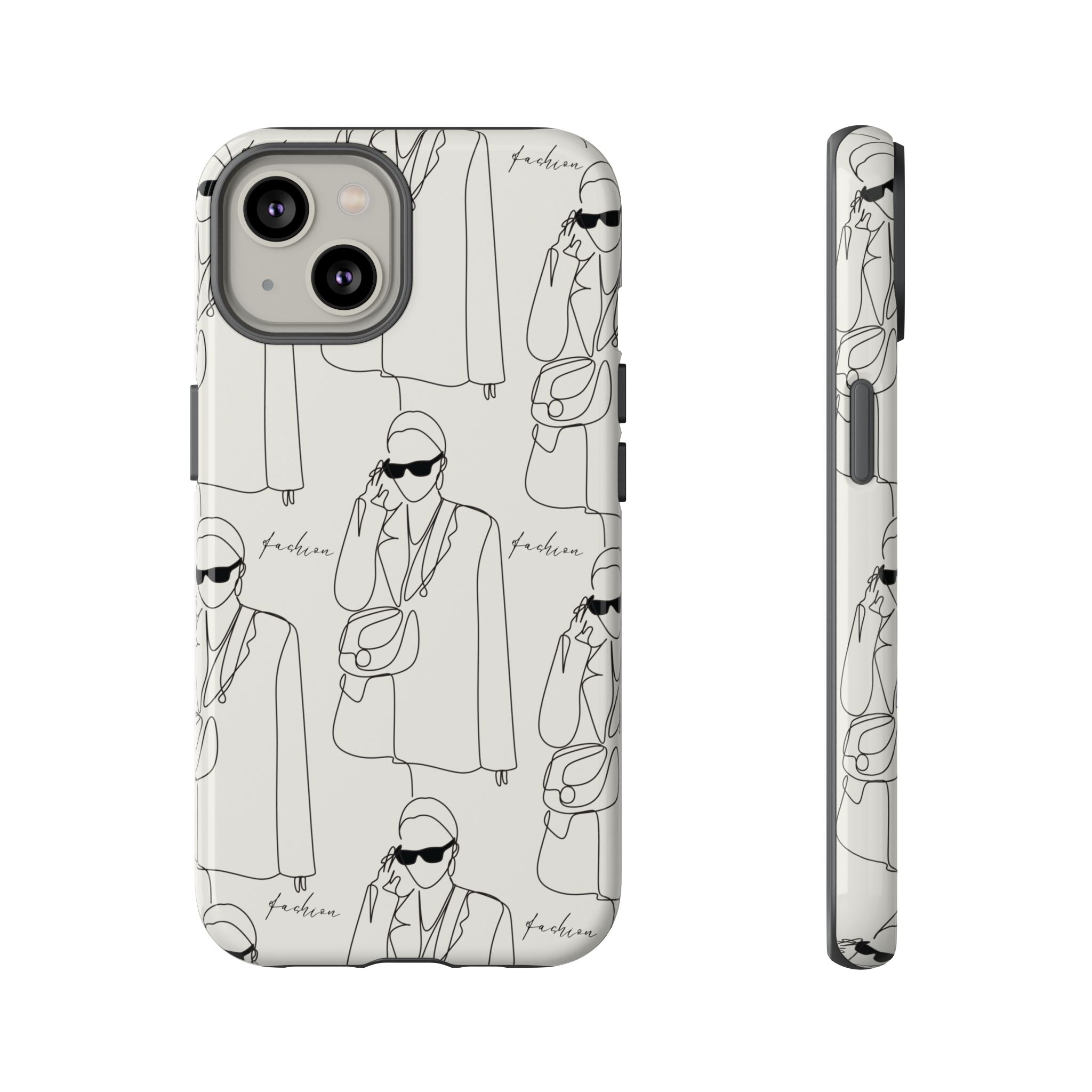 Fashion Sketch Phone Case — Minimalist Chic Designer Pattern