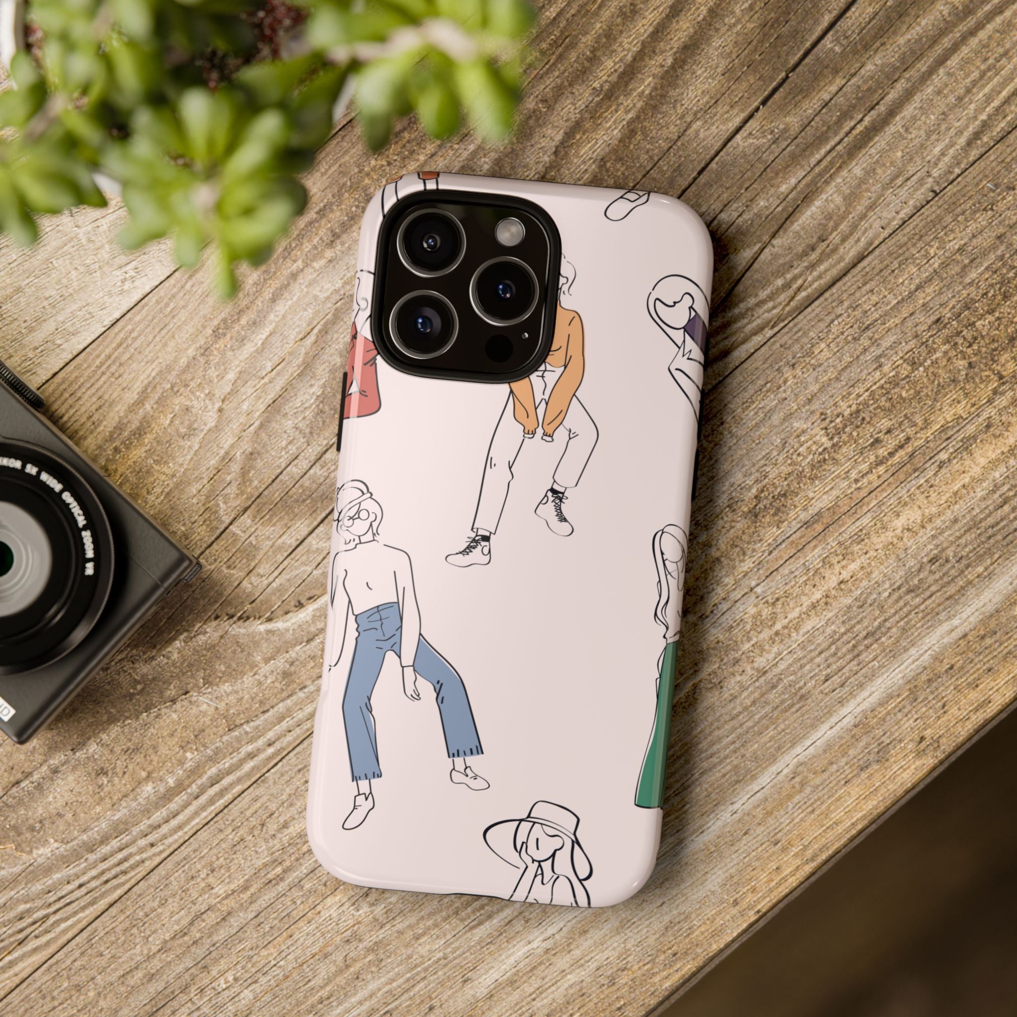 Dancing Women Pattern Phone Case — Chic Pastel Protective Phone Cover