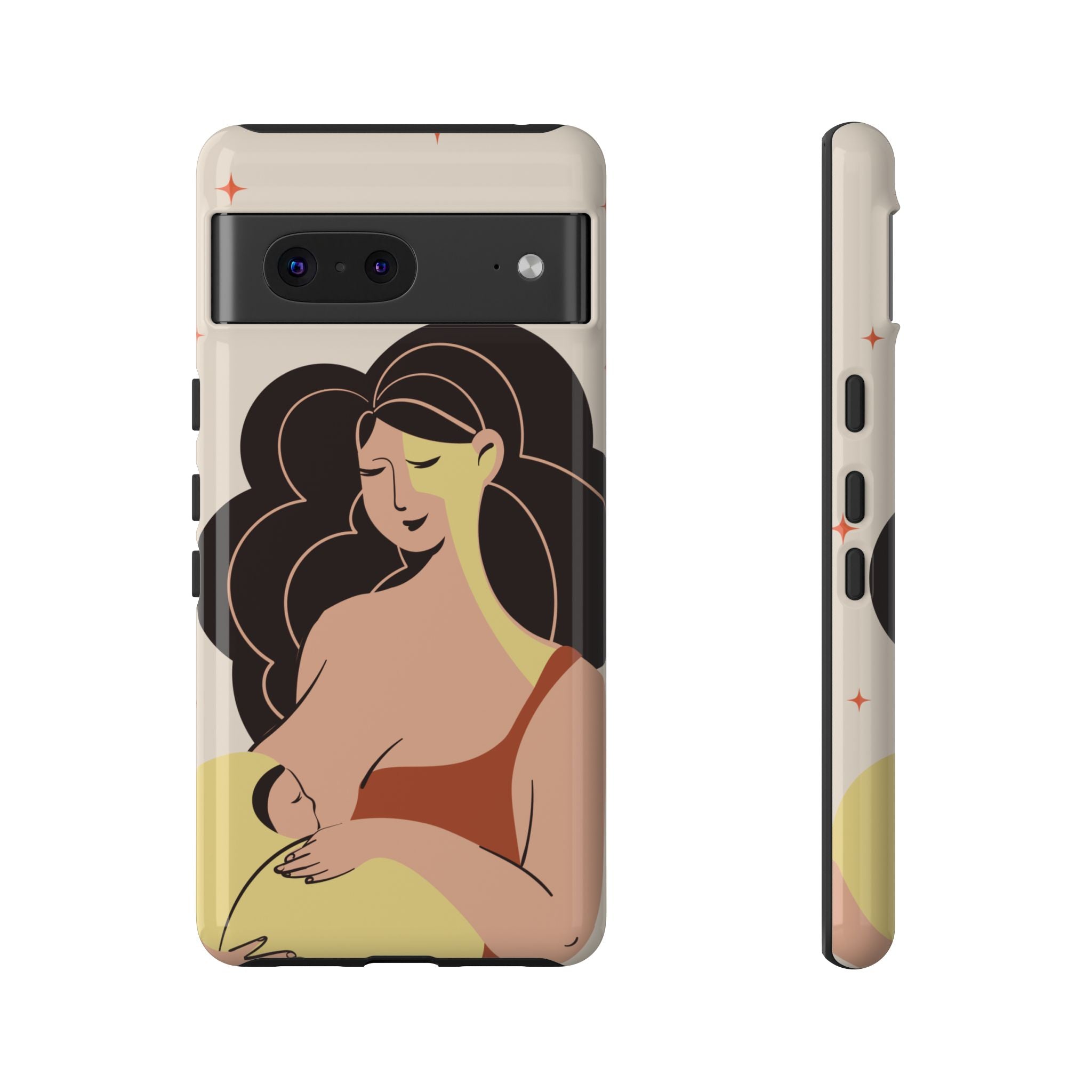 Mother Nursing Baby Illustration, Soft Pastel Mom & Child Protective Cover
