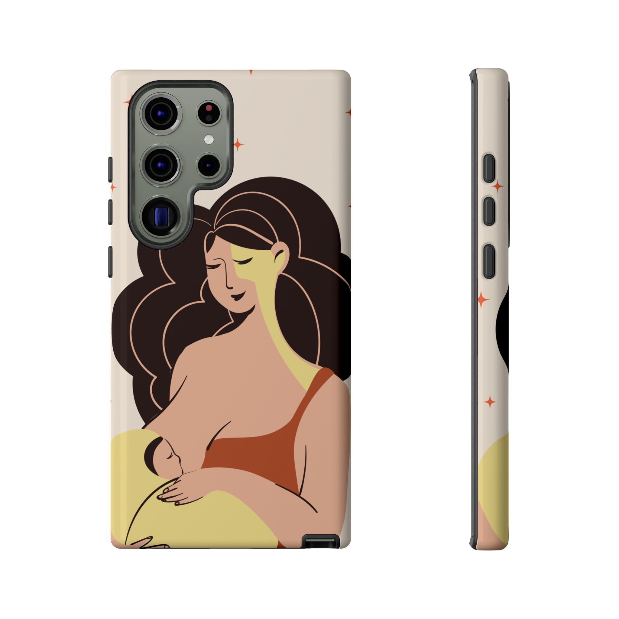 Mother Nursing Baby Illustration, Soft Pastel Mom & Child Protective Cover
