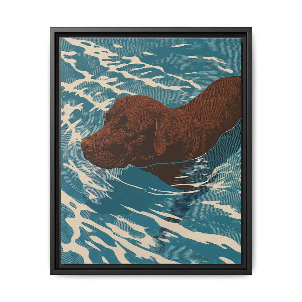Swimming Chocolate Lab