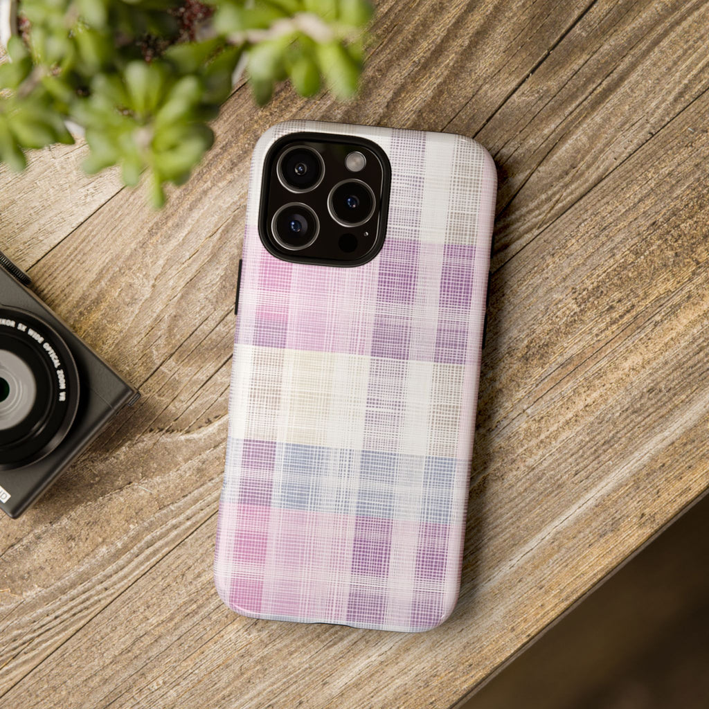 Pink Plaid Phone Case, Trendy Accessories, Birthday, Everyday Use, Tough Cases