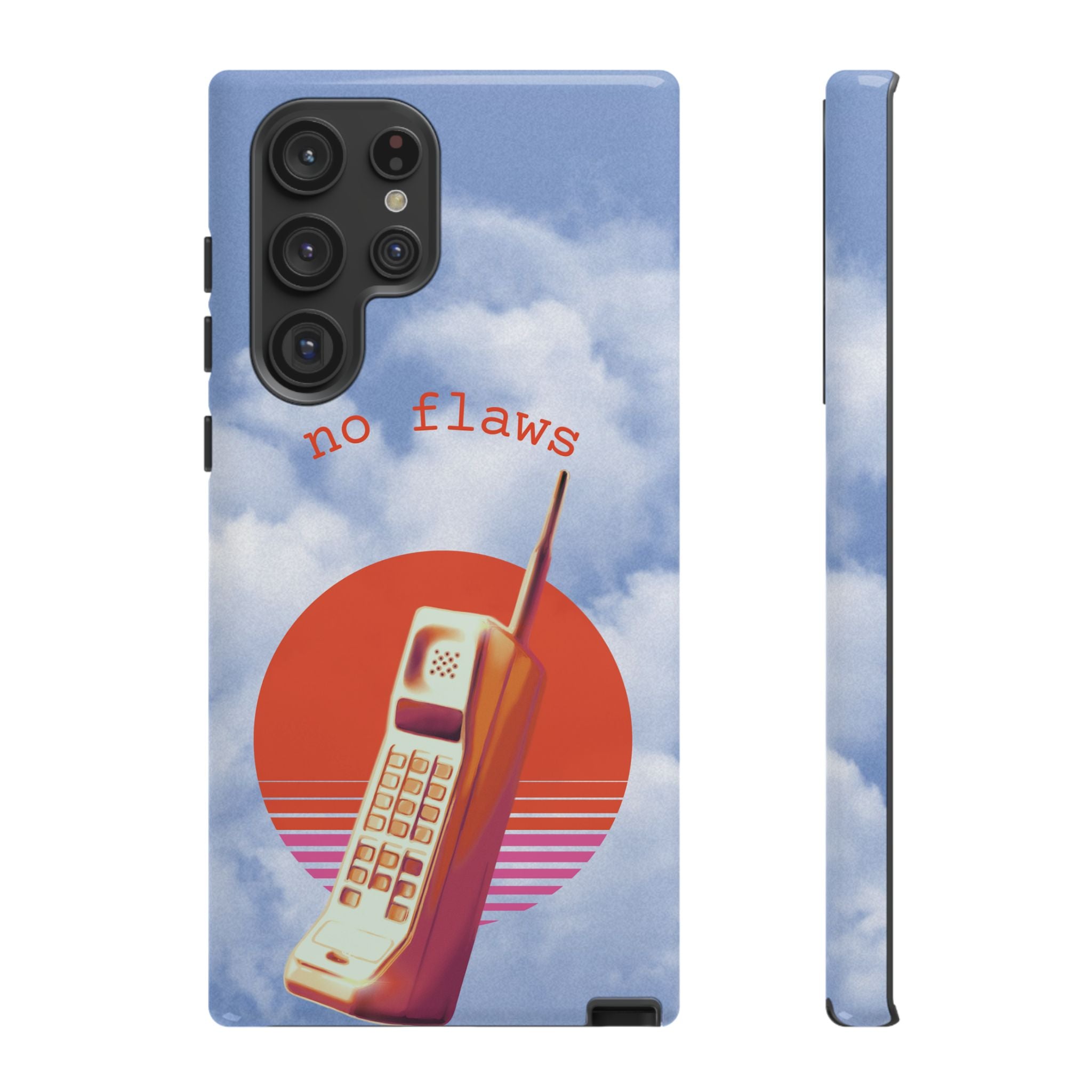 Retro “No Flaws” Phone Tough Case — Vintage 90s Aesthetic Protective Phone Case