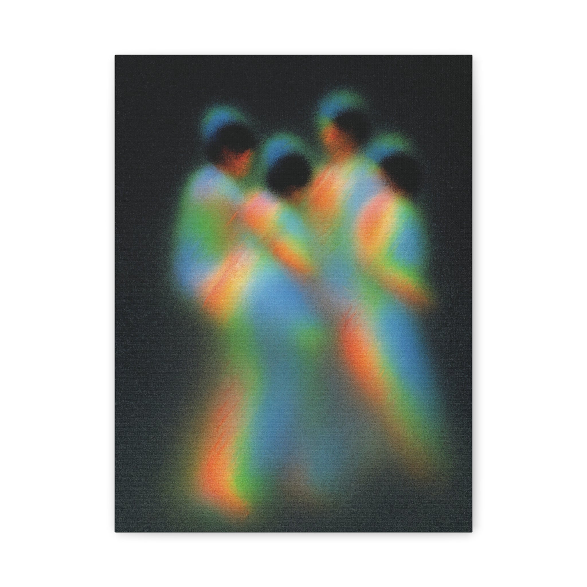 Abstract Rainbow Figures Matte Canvas Art – Colorful Blurred Dance Wall Decor