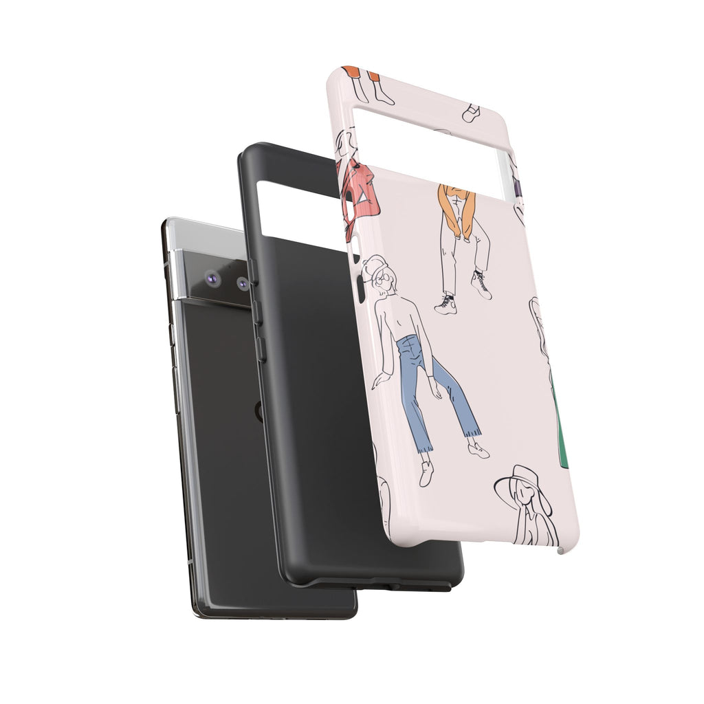 Dancing Women Pattern Phone Case — Chic Pastel Protective Phone Cover